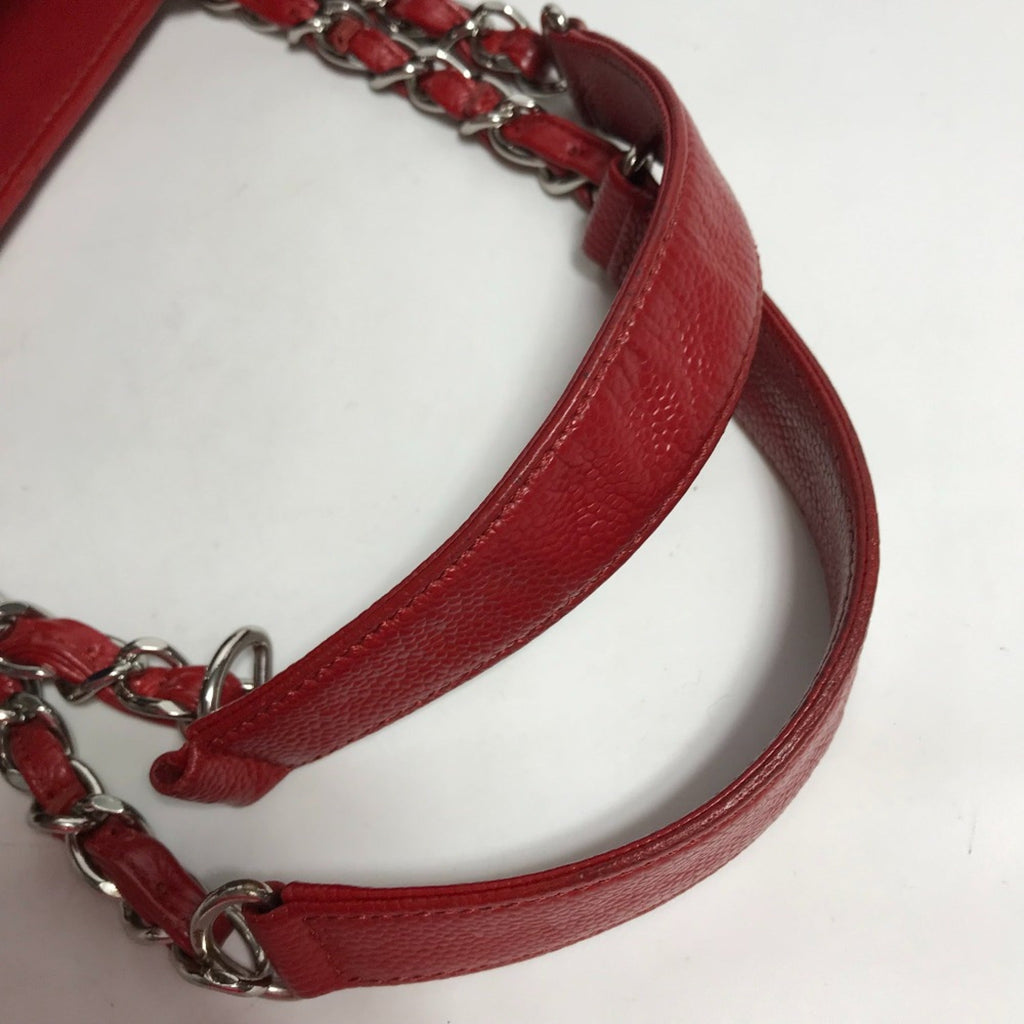 Chanel Red Leather Tote Bag
