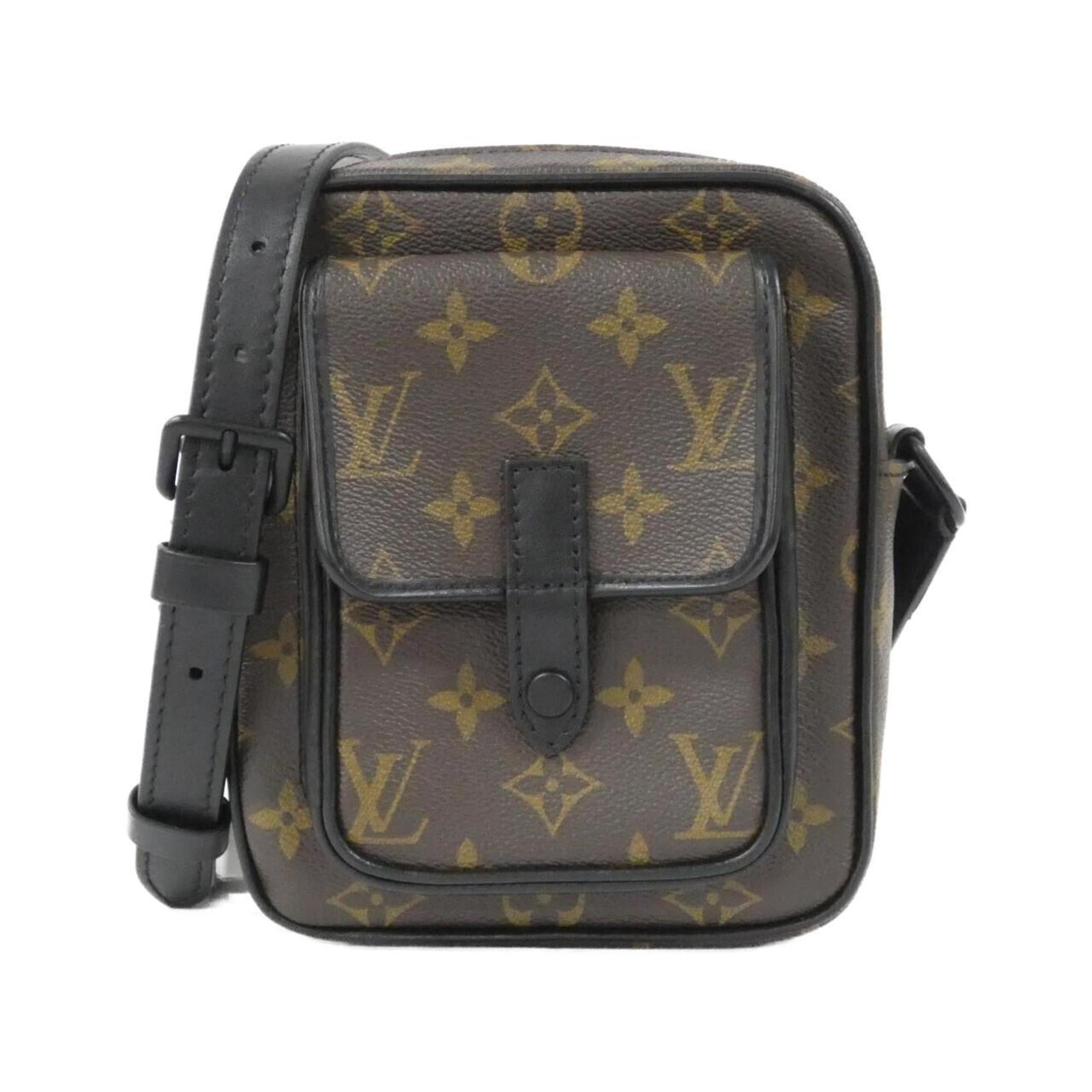 Louis Vuitton Black Brown Coated Canvas Shoulder Bag