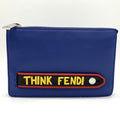 Fendi Blue Leather Clutch Bag Pouch