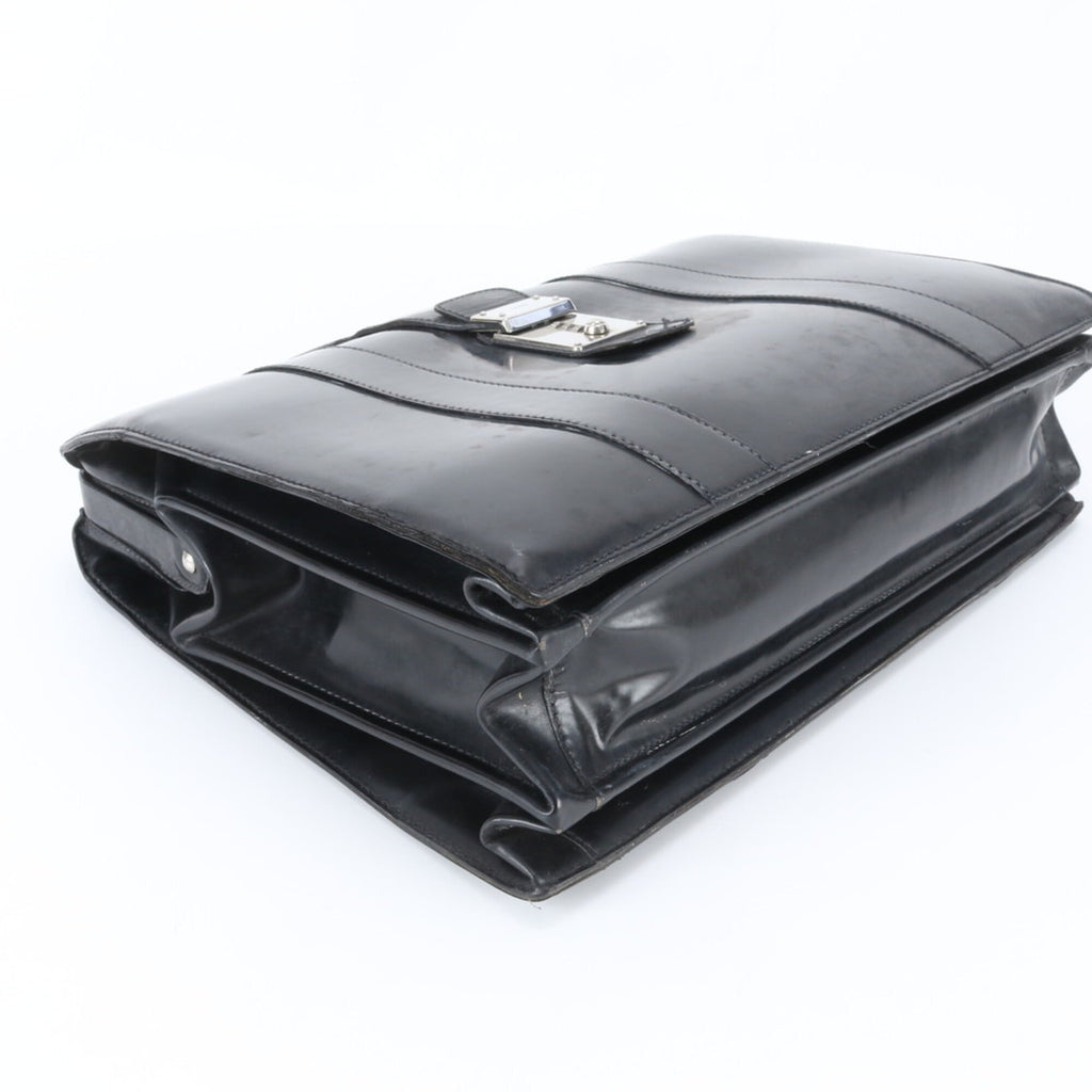 Gucci Black Leather Briefcase Handbag (Pre-Owned)