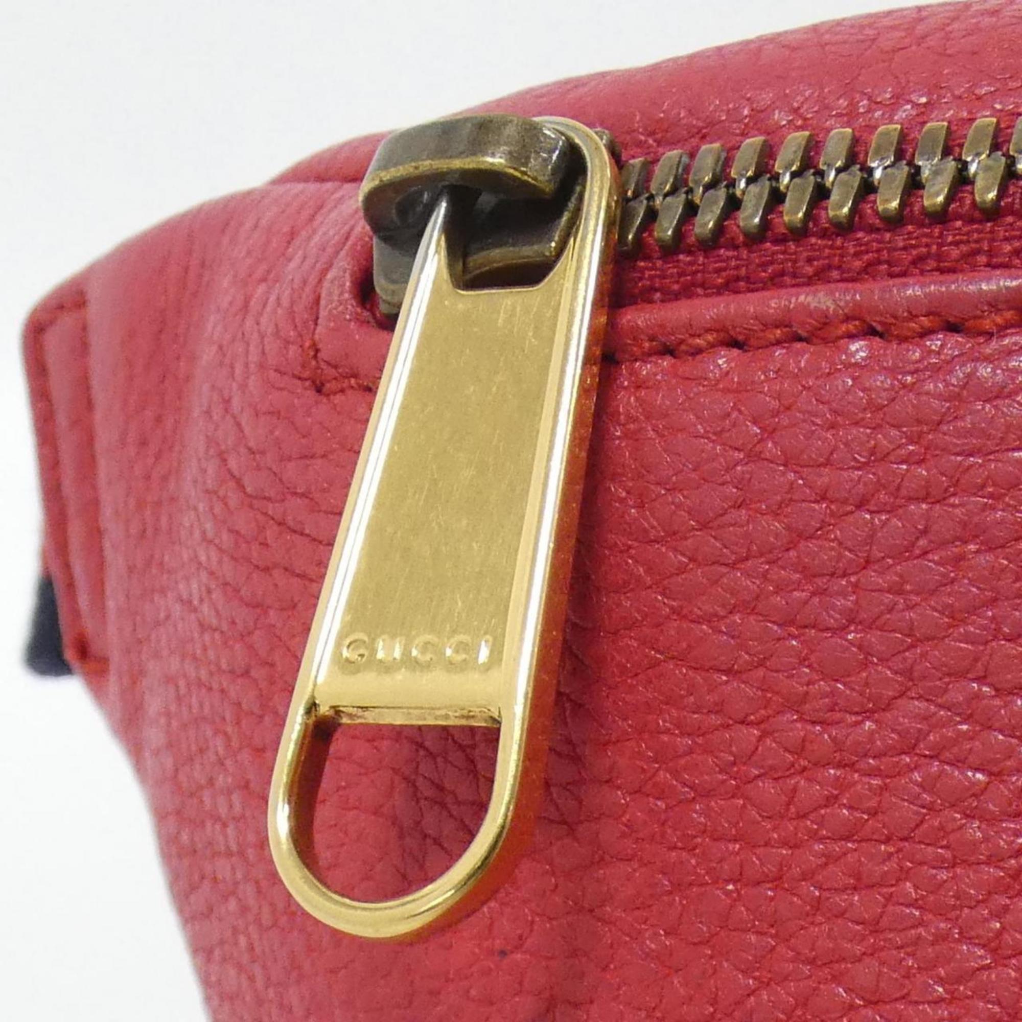 Gucci Red Color Leather Fanny Pack (Pre-Owned)