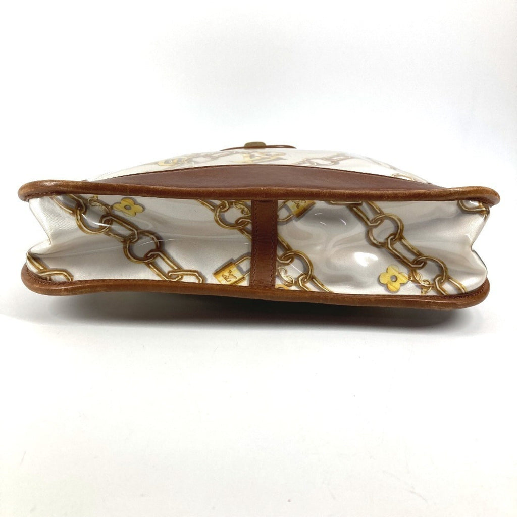 Louis Vuitton Brown White Vinyl Leather Shoulder Bag