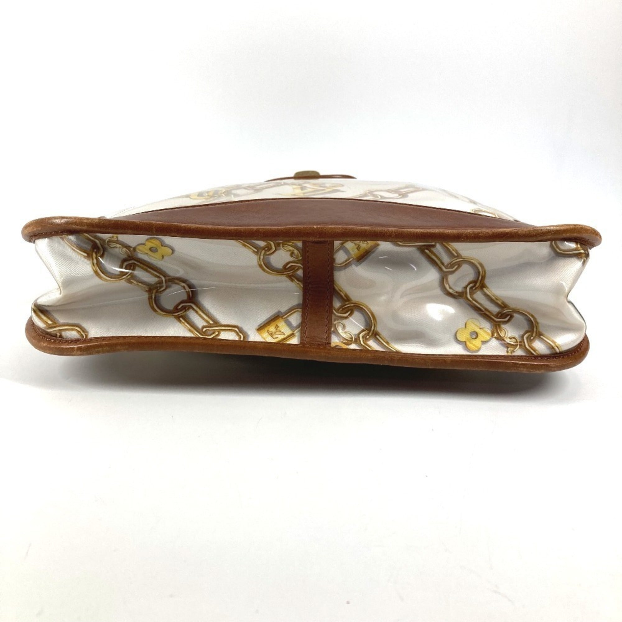 Louis Vuitton Brown White Vinyl Leather Shoulder Bag