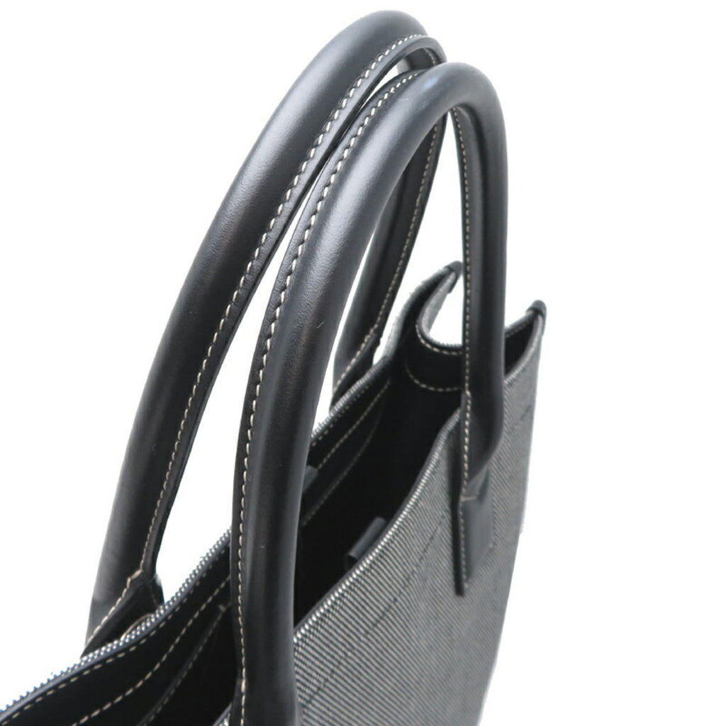 Burberry Gray Canvas Leather Tote Bag