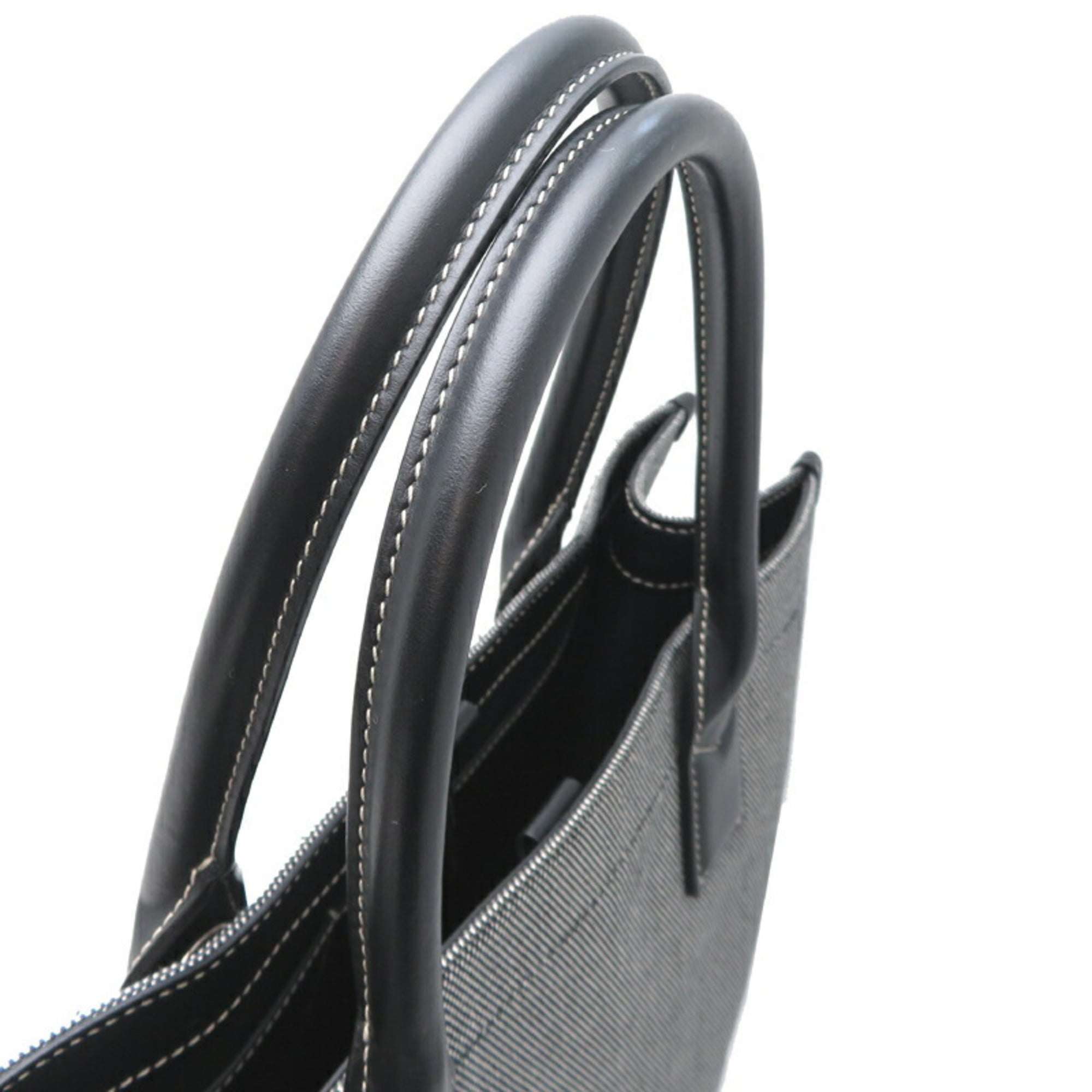 Burberry Gray Canvas Leather Tote Bag
