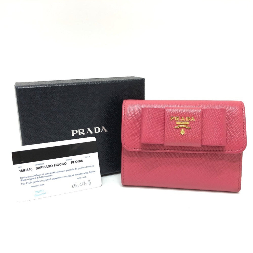 Prada Peonia Pink Saffiano Wallet (Tri-Fold)