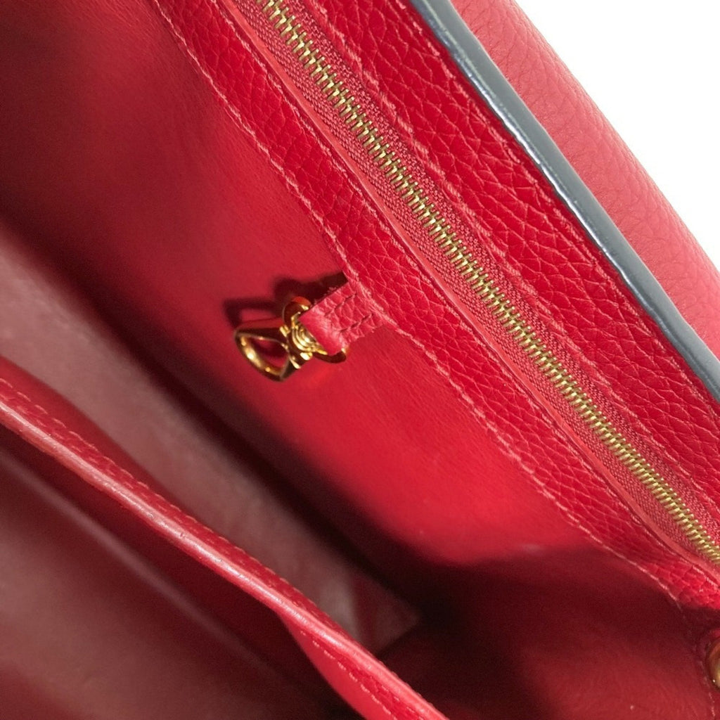 Louis Vuitton Black Red Color Leather Handbag