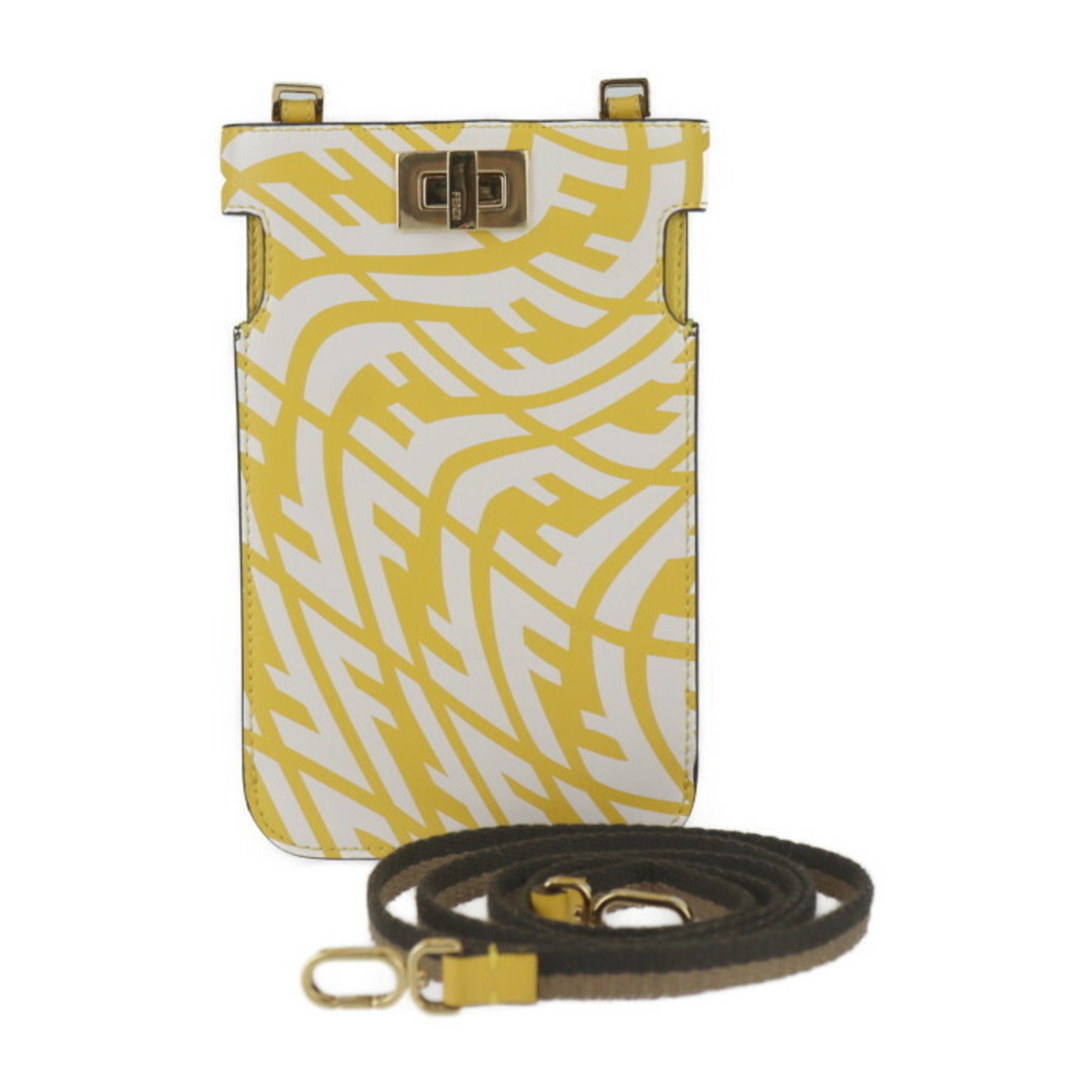 Fendi Yellow Leather Pochette Pouch Shoulder Bag