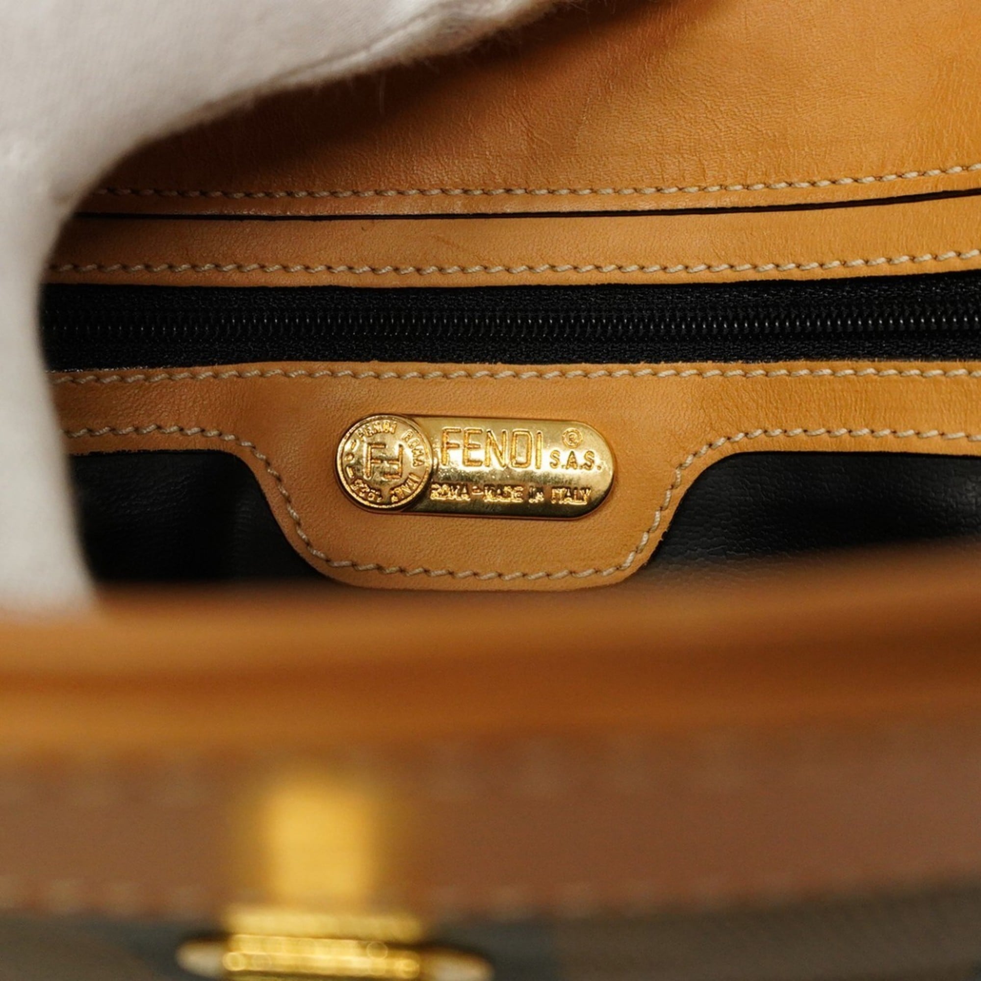 Fendi Beige Black Pvc Clutch Bag
