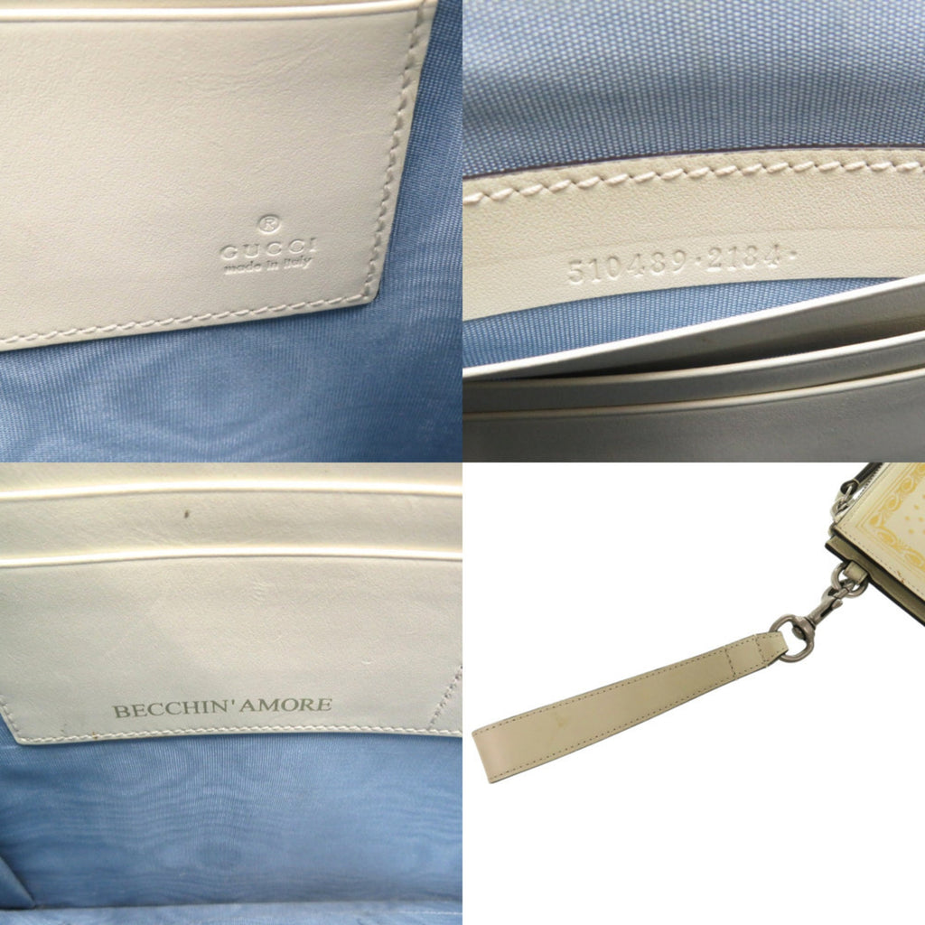 Gucci Gold Ivory Leather Clutch Bag (Pre-Owned)