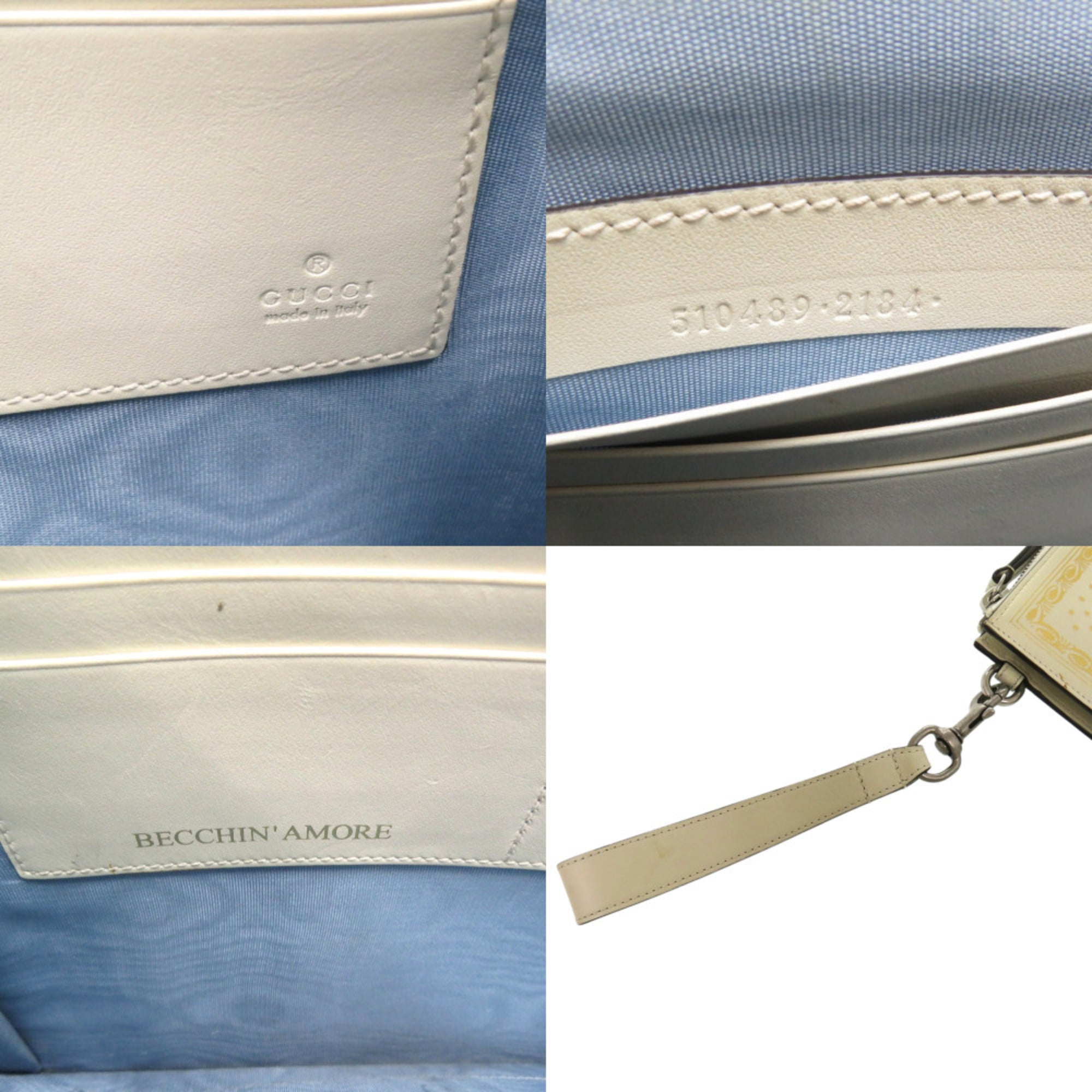 Gucci Gold Ivory Leather Clutch Bag (Pre-Owned)