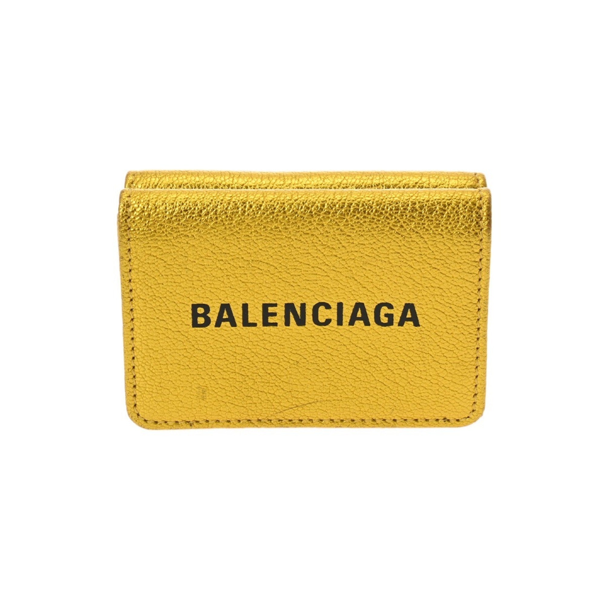 Balenciaga Metallic Gold Leather Wallet (Tri-Fold)