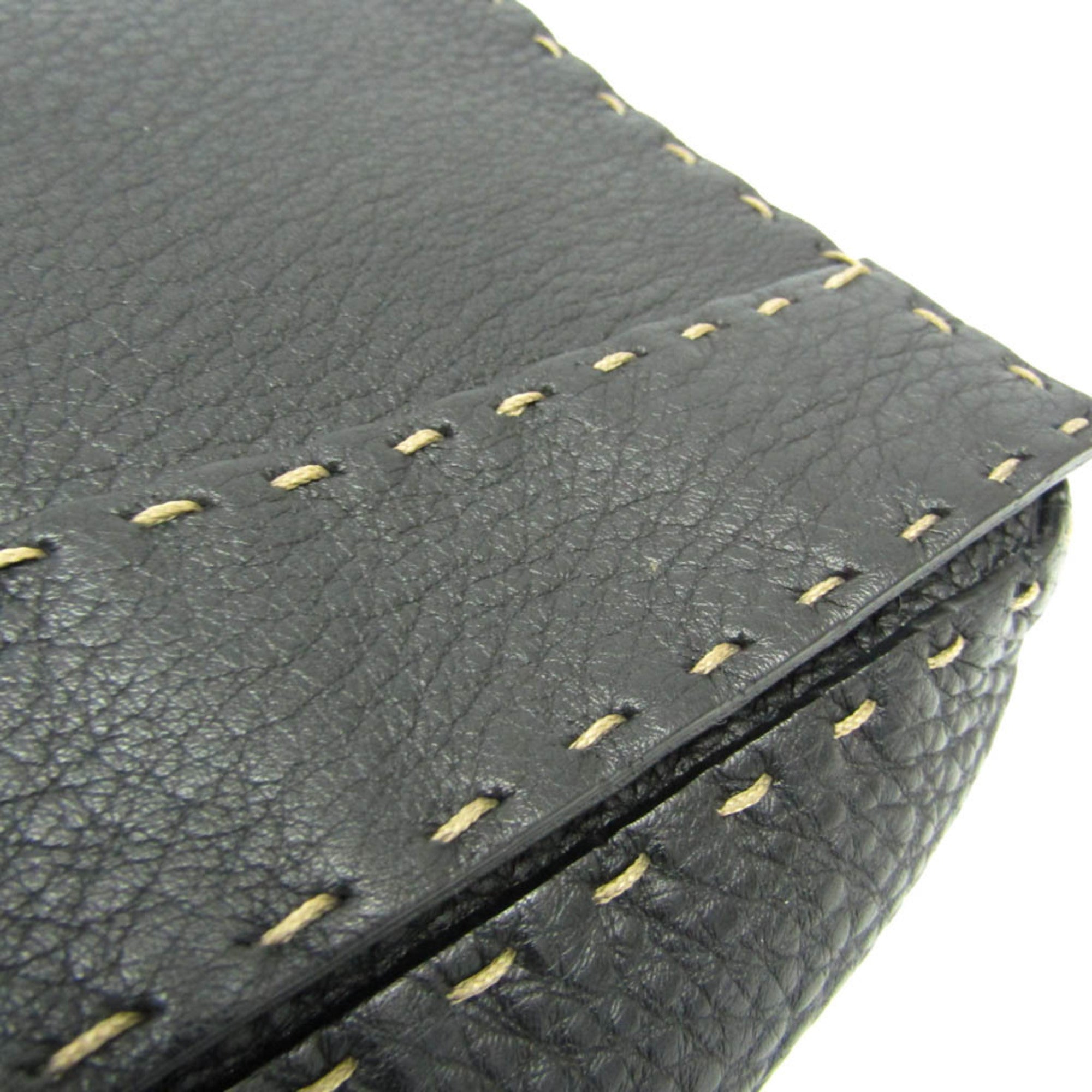 Fendi Selleria Black Leather Messenger Bag Shoulder Bag