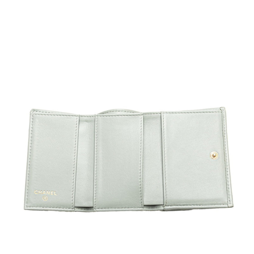 Chanel Gray Leather Wallet (Tri-Fold)