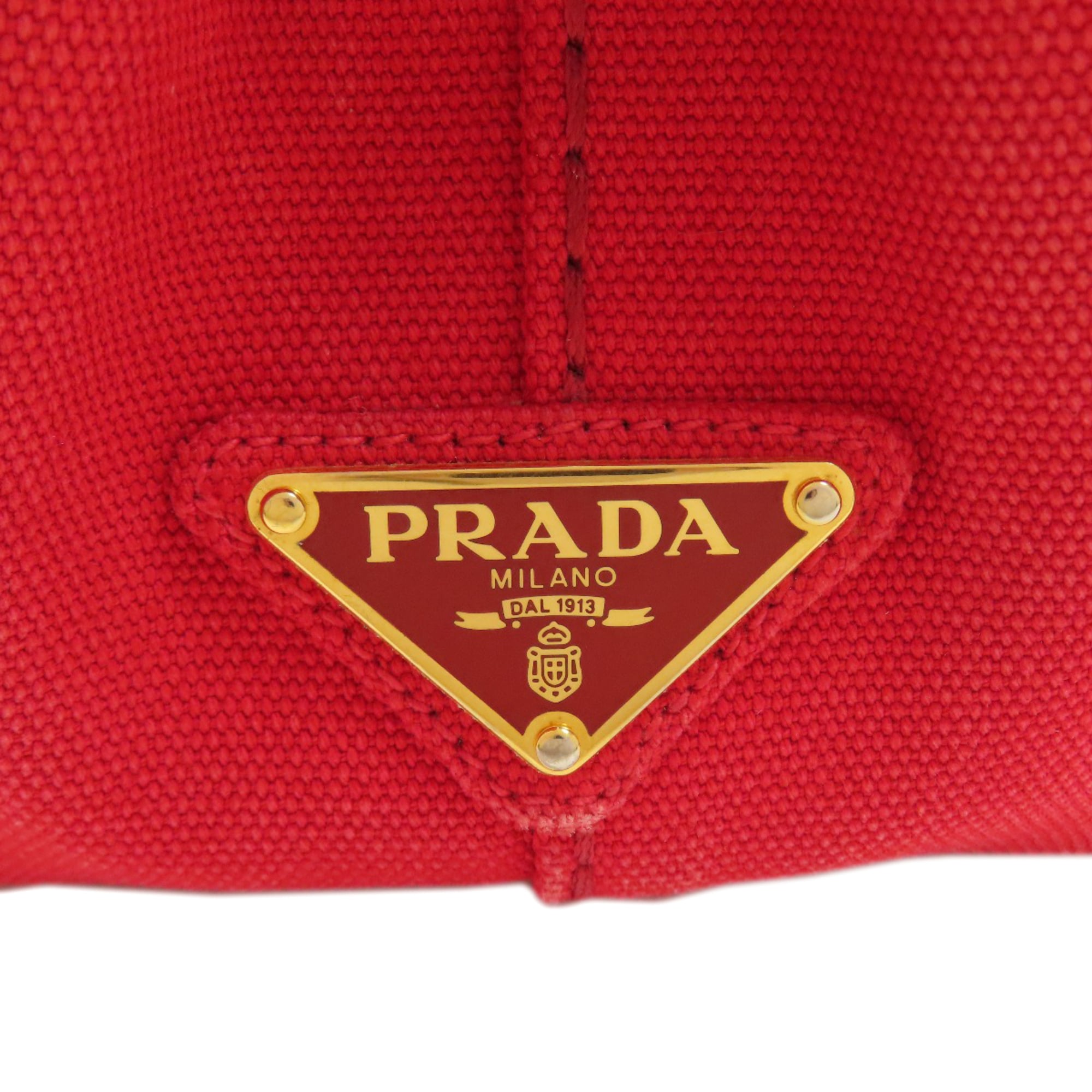 Prada Red Color Canvas Handbag