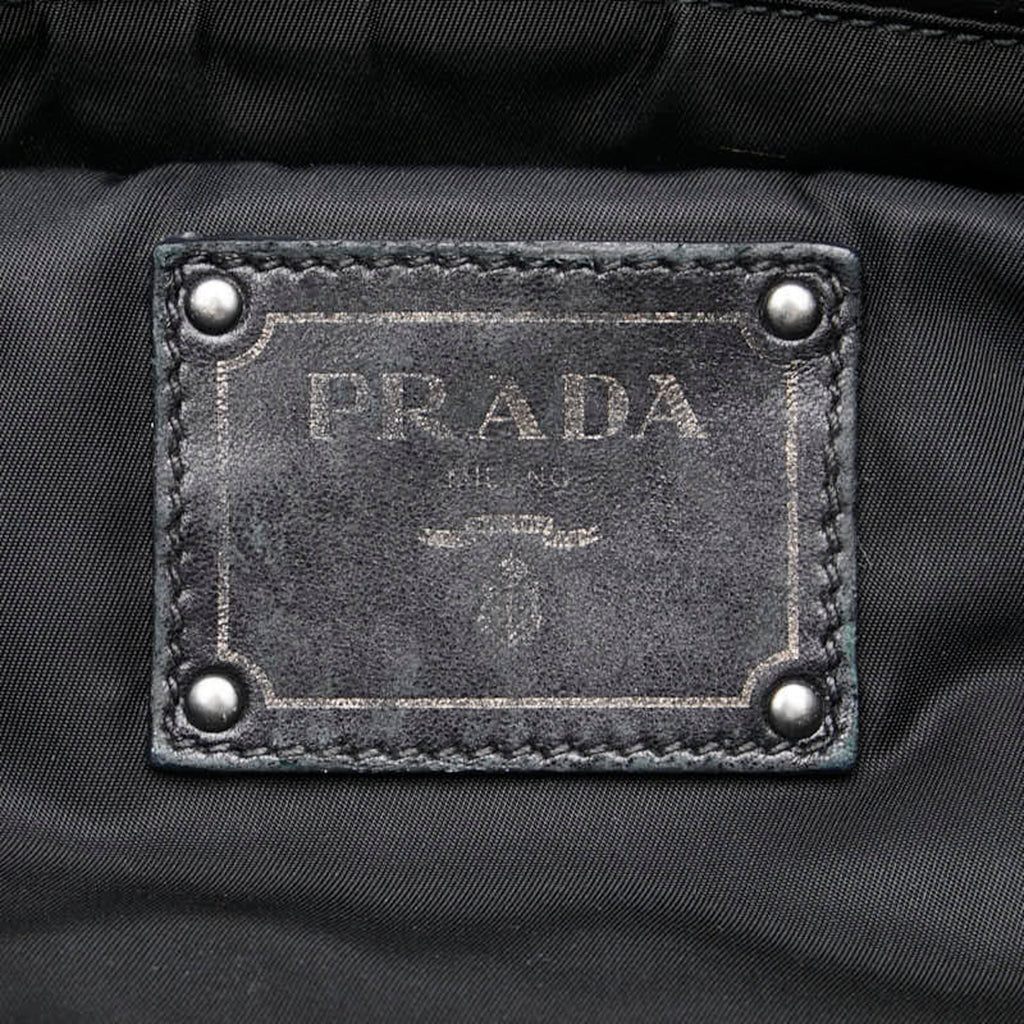 Prada Navy Black Nylon Handbag Tote Bag