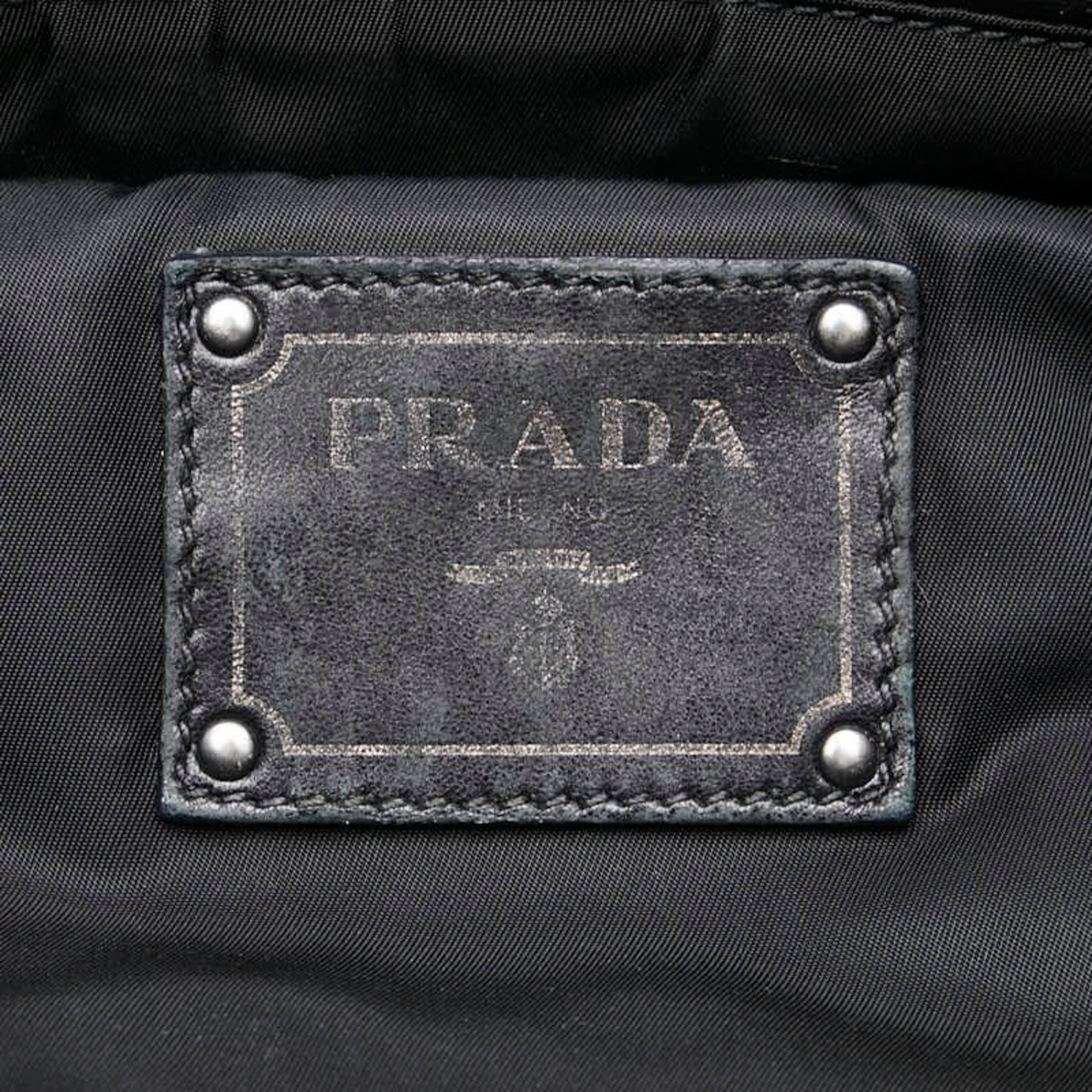 Prada Navy Black Nylon Handbag Tote Bag