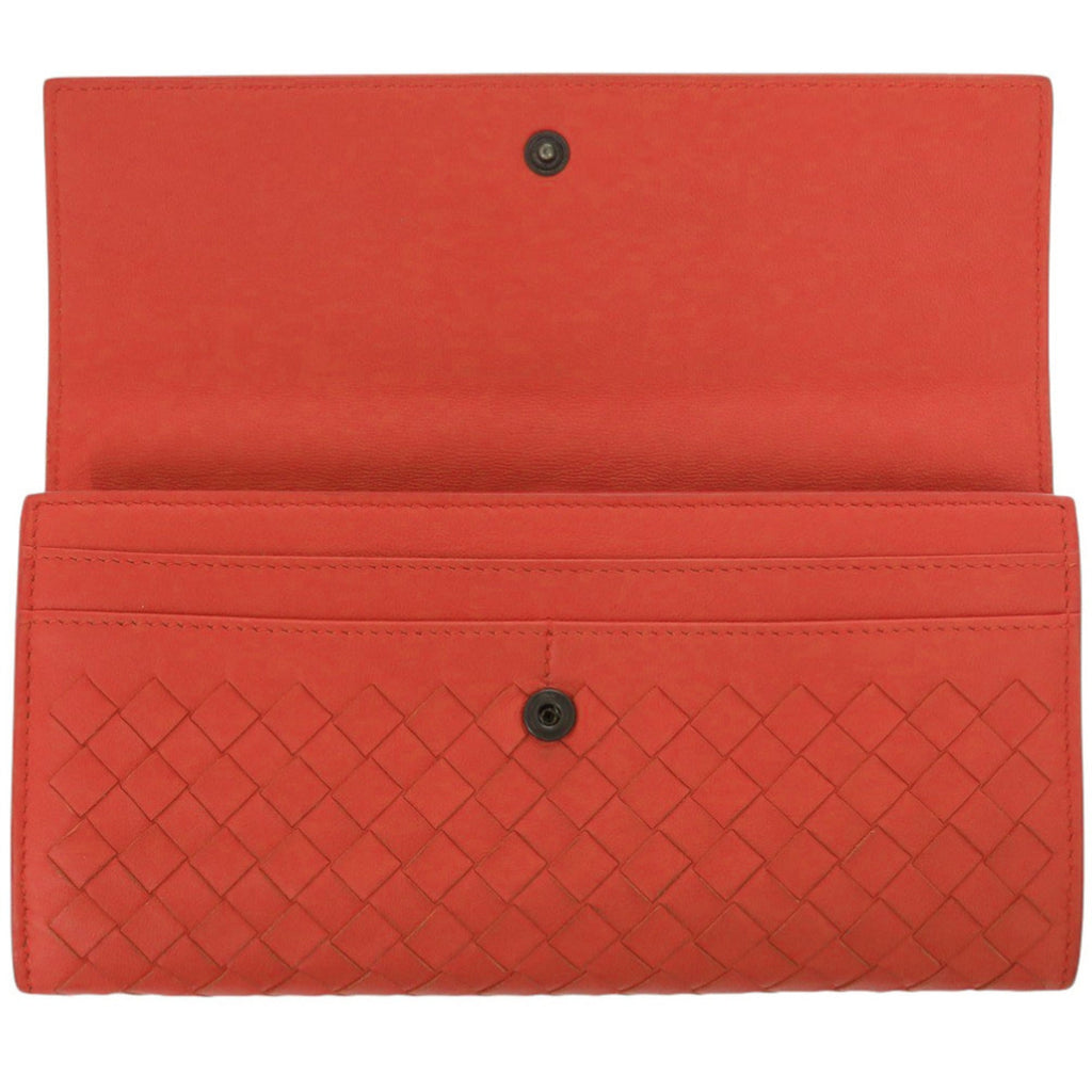 Bottega Veneta Red Color Intrecciato Long Wallet