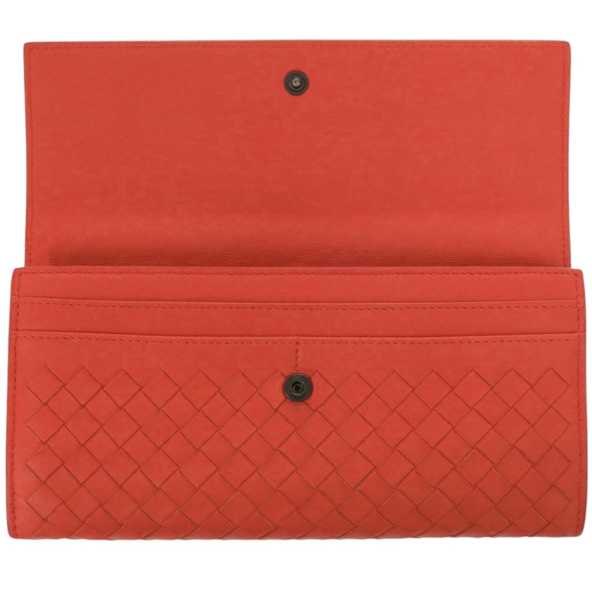 Bottega Veneta Red Color Intrecciato Long Wallet