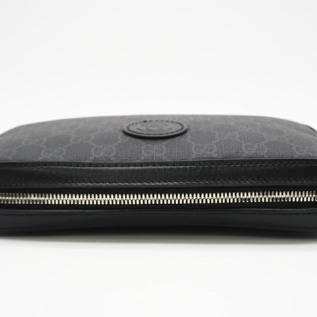 Gucci Black Gray Coated Canvas Shoulder Bag (Pre-Owned)
