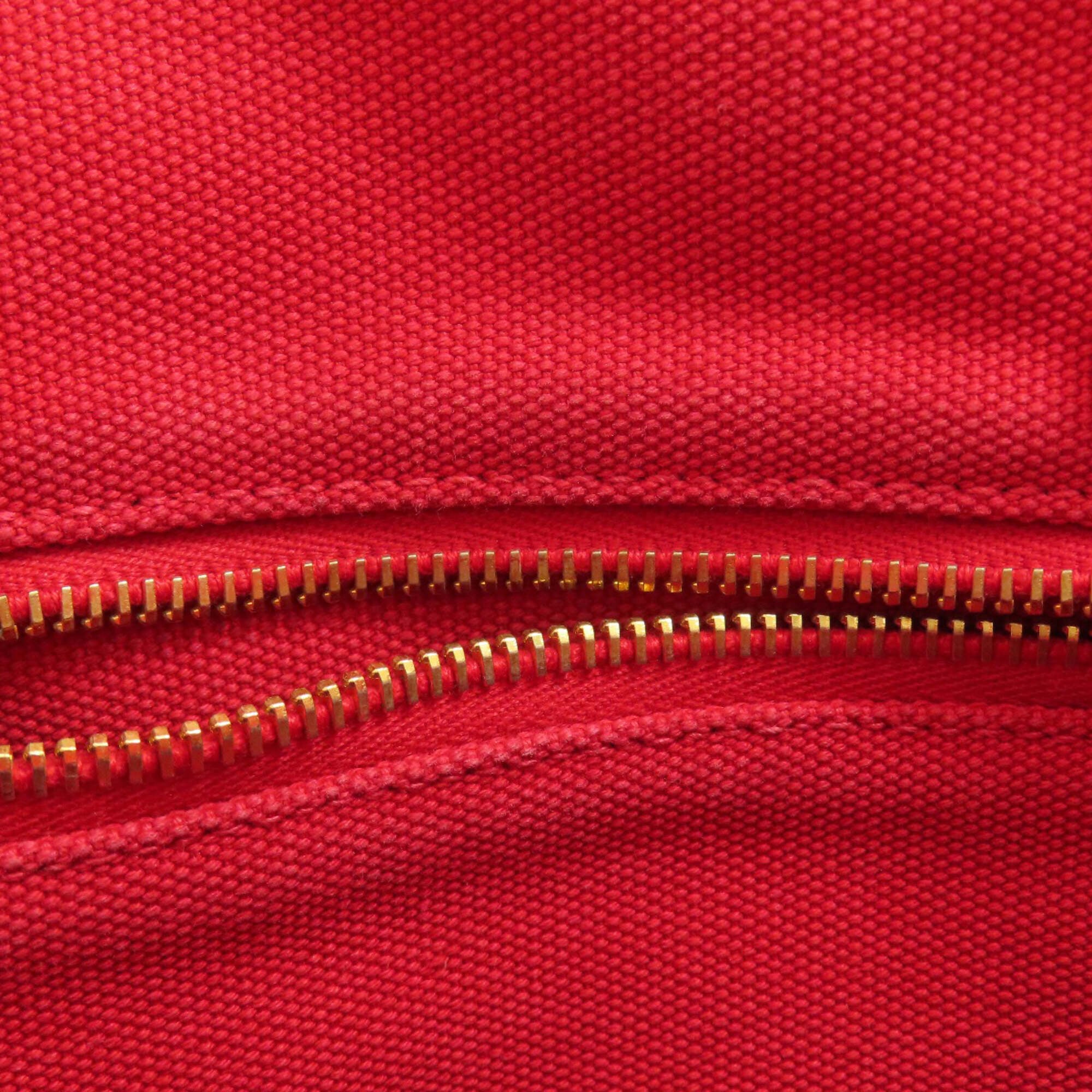 Prada Red Color Canvas Handbag