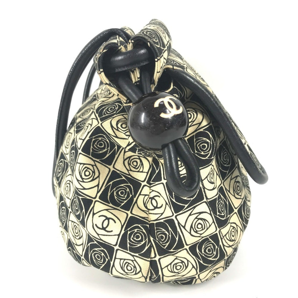 Chanel Camellia Black White Canvas Shoulder Bag Tote Bag