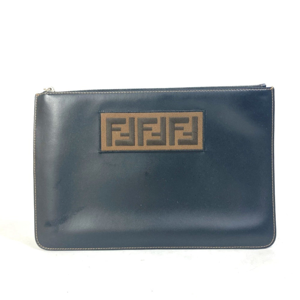 Fendi Black Leather Clutch Bag