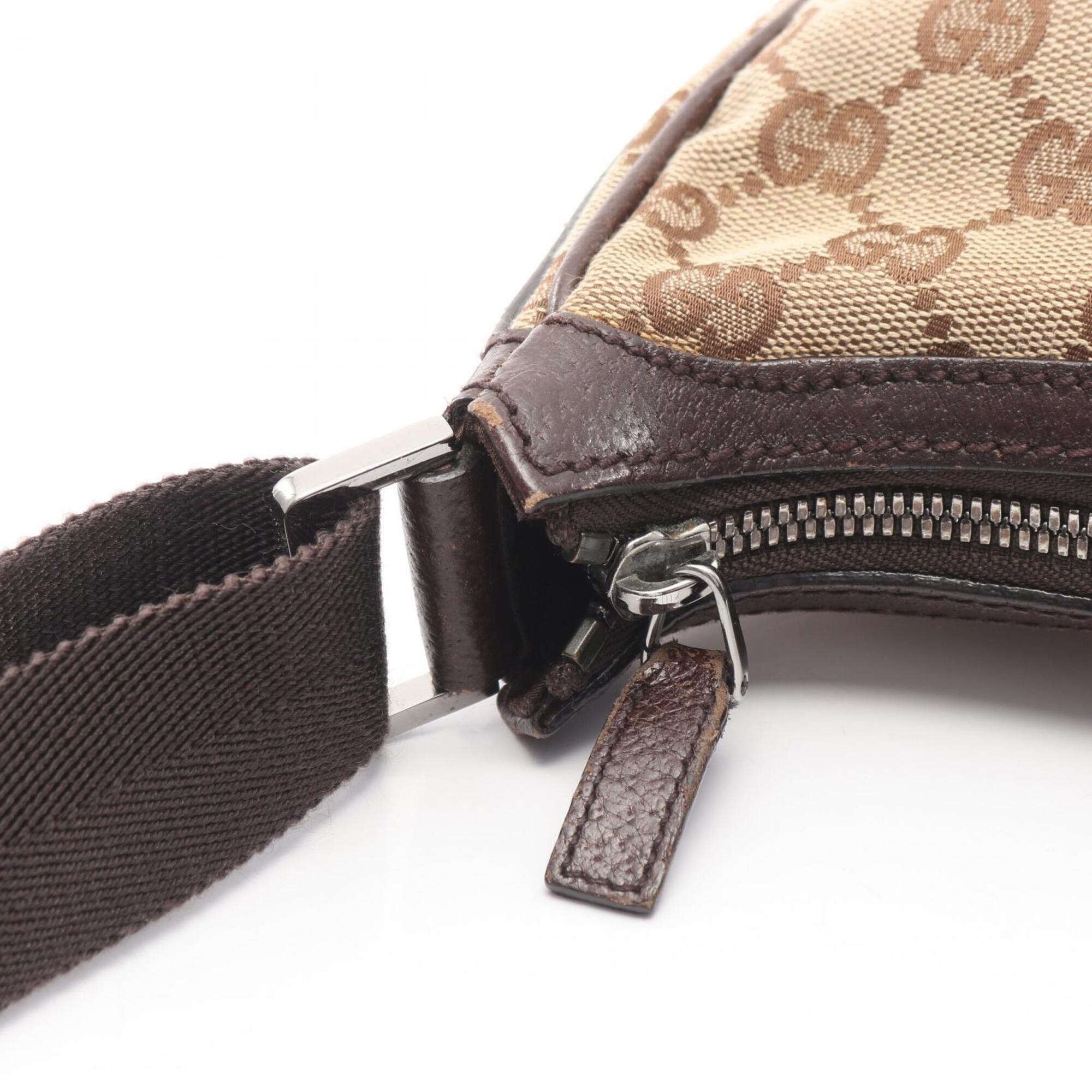 Gucci Beige Brown Canvas Leather Handbag Shoulder Bag (Pre-Owned)