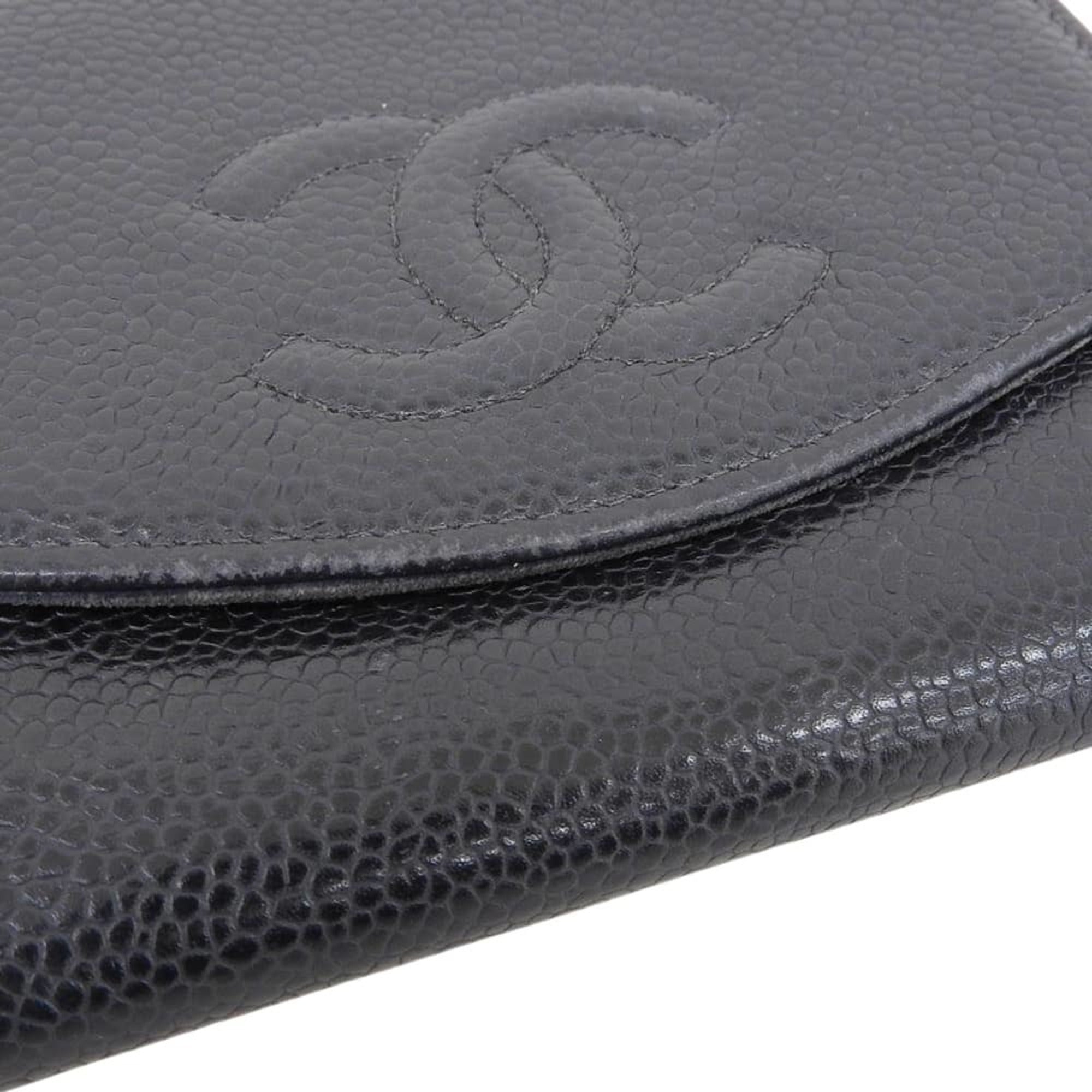Chanel Black Grained Calfskin Wallet (Bi-Fold)