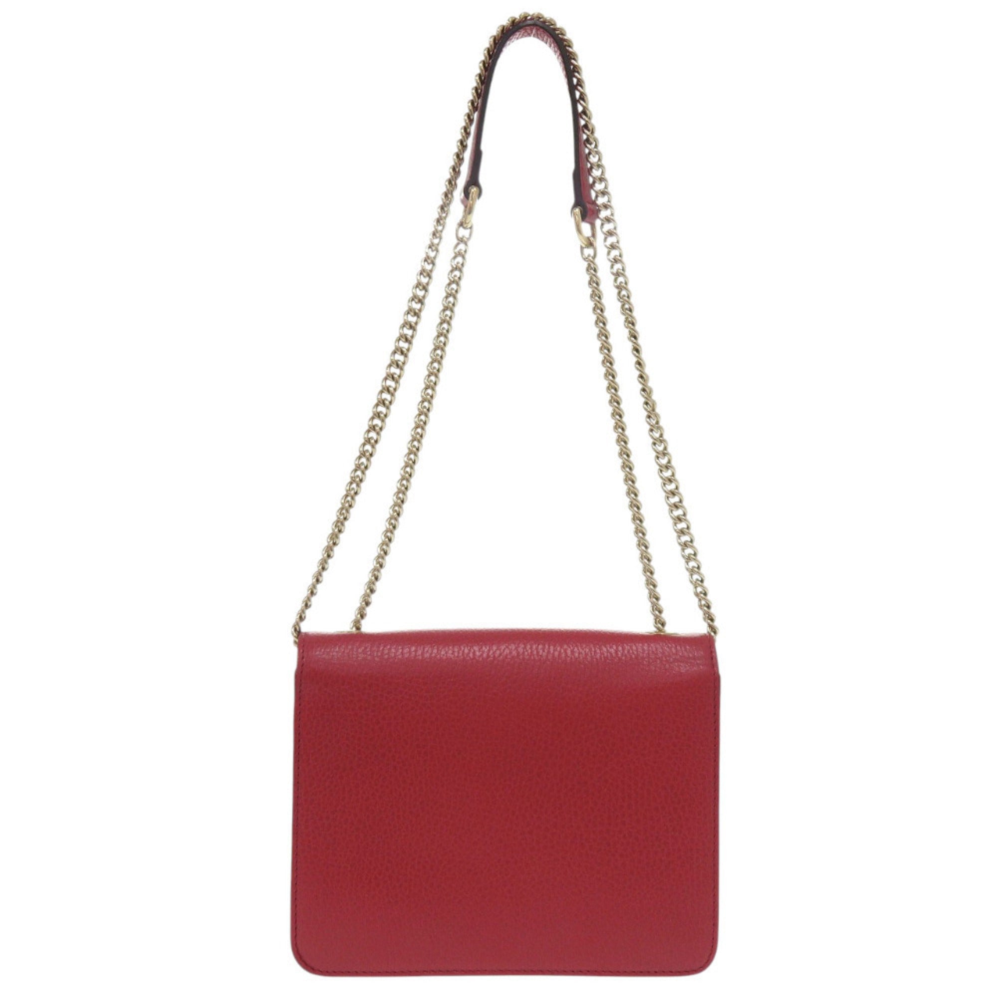 Gucci Red Color Leather Shoulder Bag (Pre-Owned)