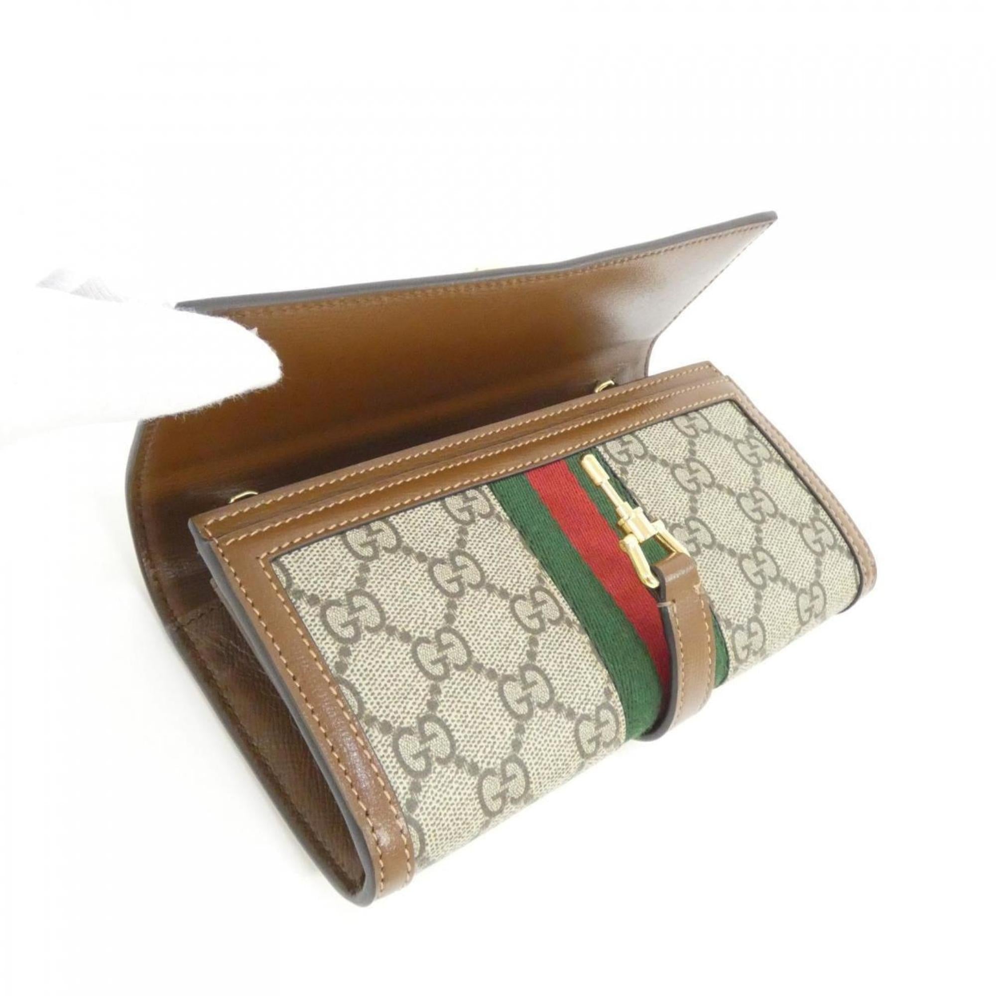 Gucci Beige Brown Gg Supreme Chain/Shoulder Wallet (Pre-Owned)