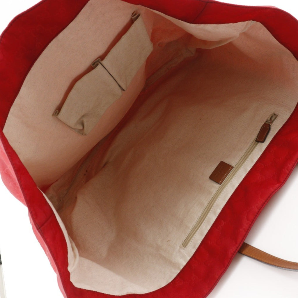 Gucci Red Color Nylon Boston Bag Handbag (Pre-Owned)