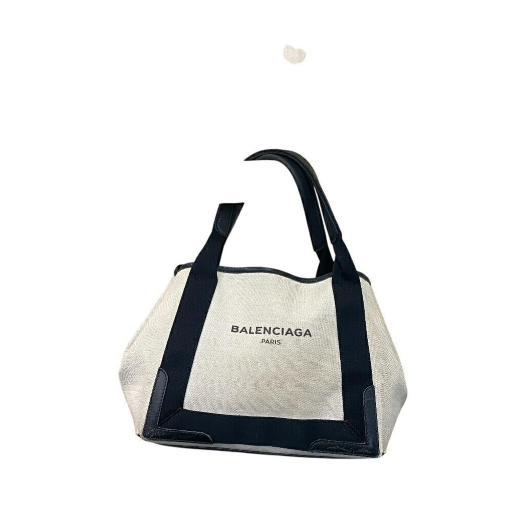 Balenciaga Black Ivory Canvas Leather Hand
