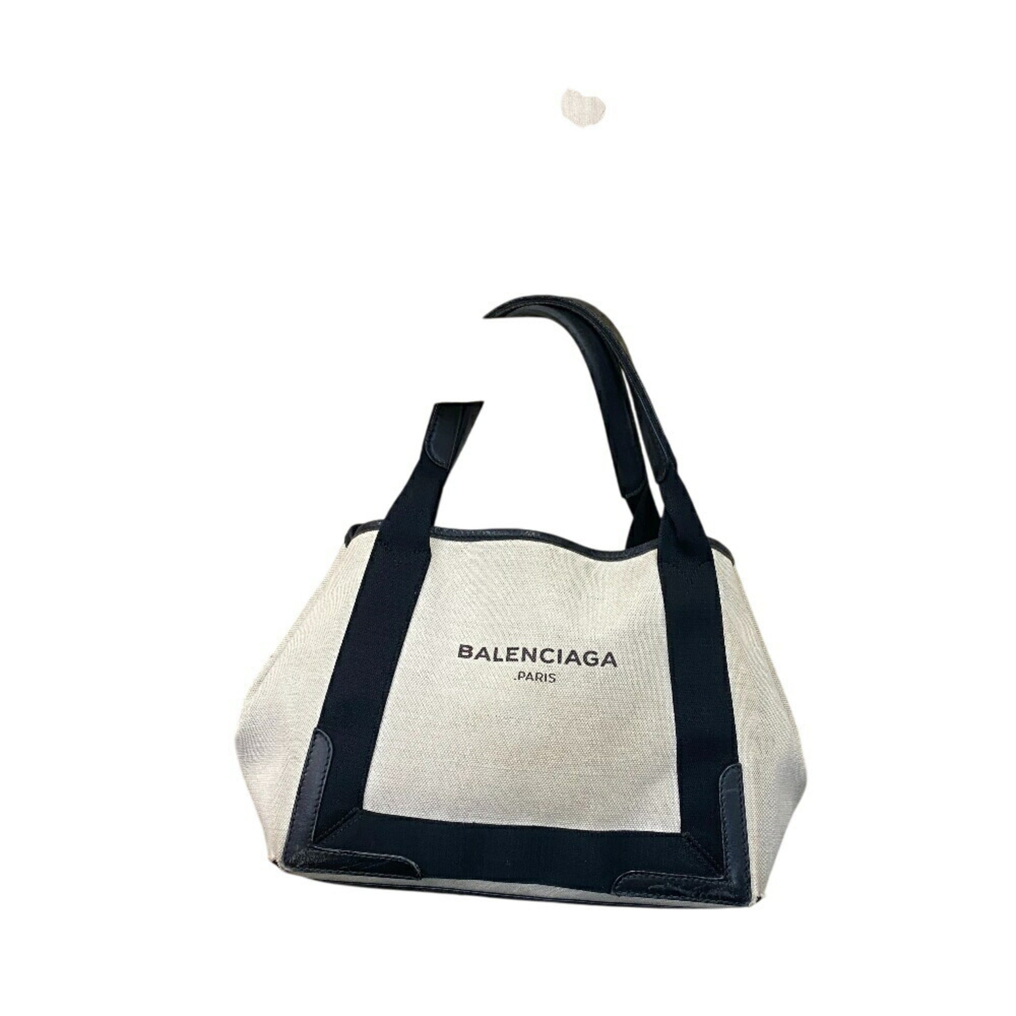 Balenciaga Black Ivory Canvas Leather Hand