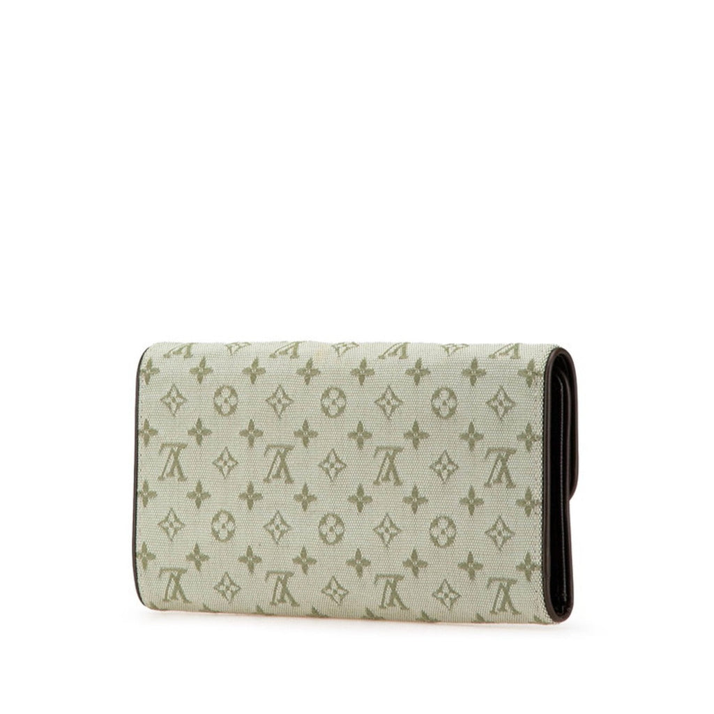 Louis Vuitton Brown Green Canvas Leather Long Wallet