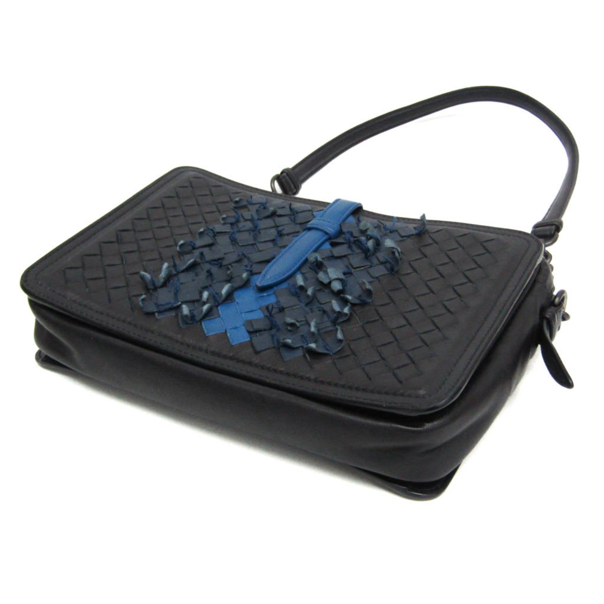 Bottega Veneta Belt Flap Camera Bag Intrecciato Nappa Navy Leather Shoulder Bag Bag