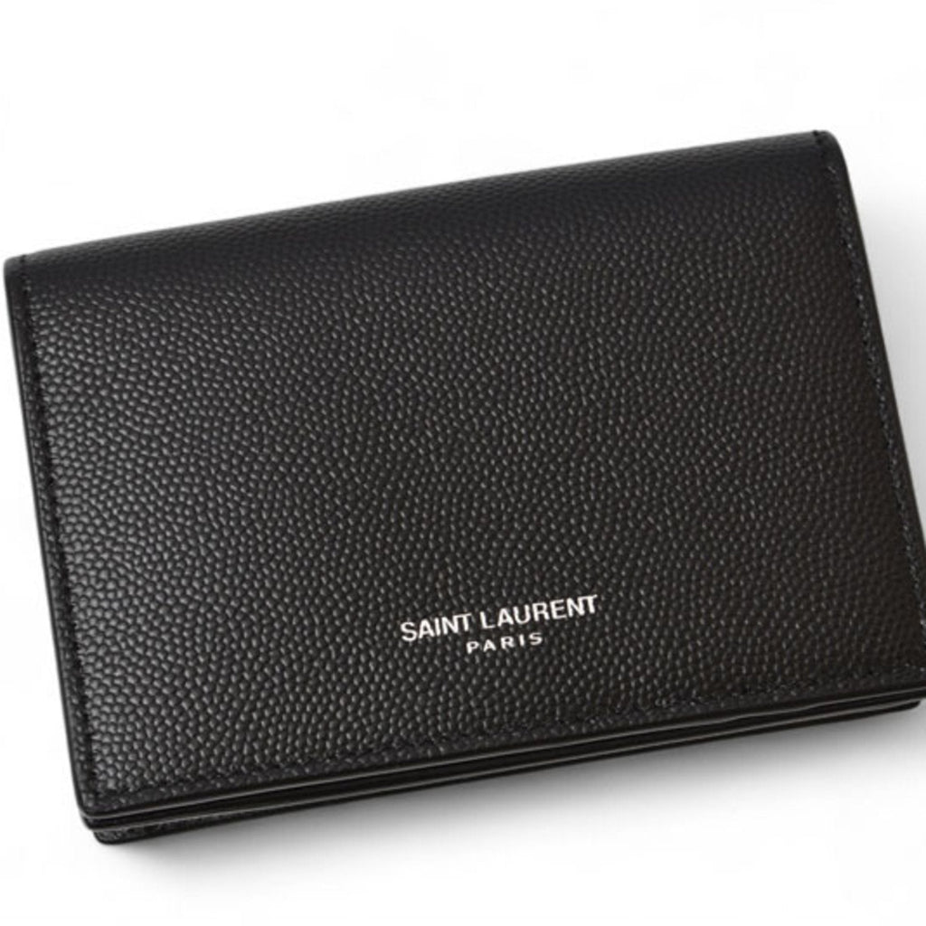 Saint Laurent Silver Black Leather Coin Purse/Coin Case (Pre-Owned)