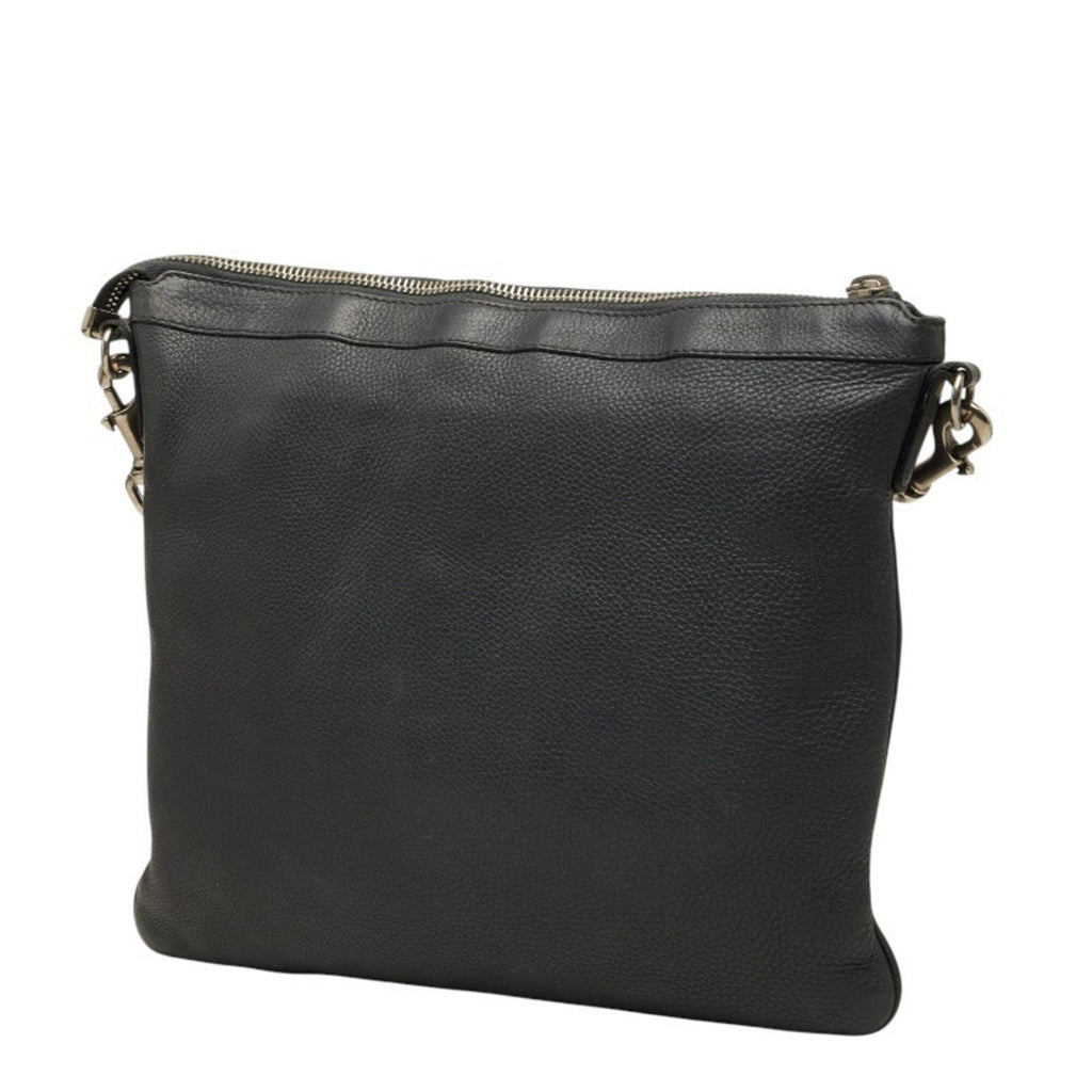 Gucci Black Gray Leather Shoulder Bag (Pre-Owned)