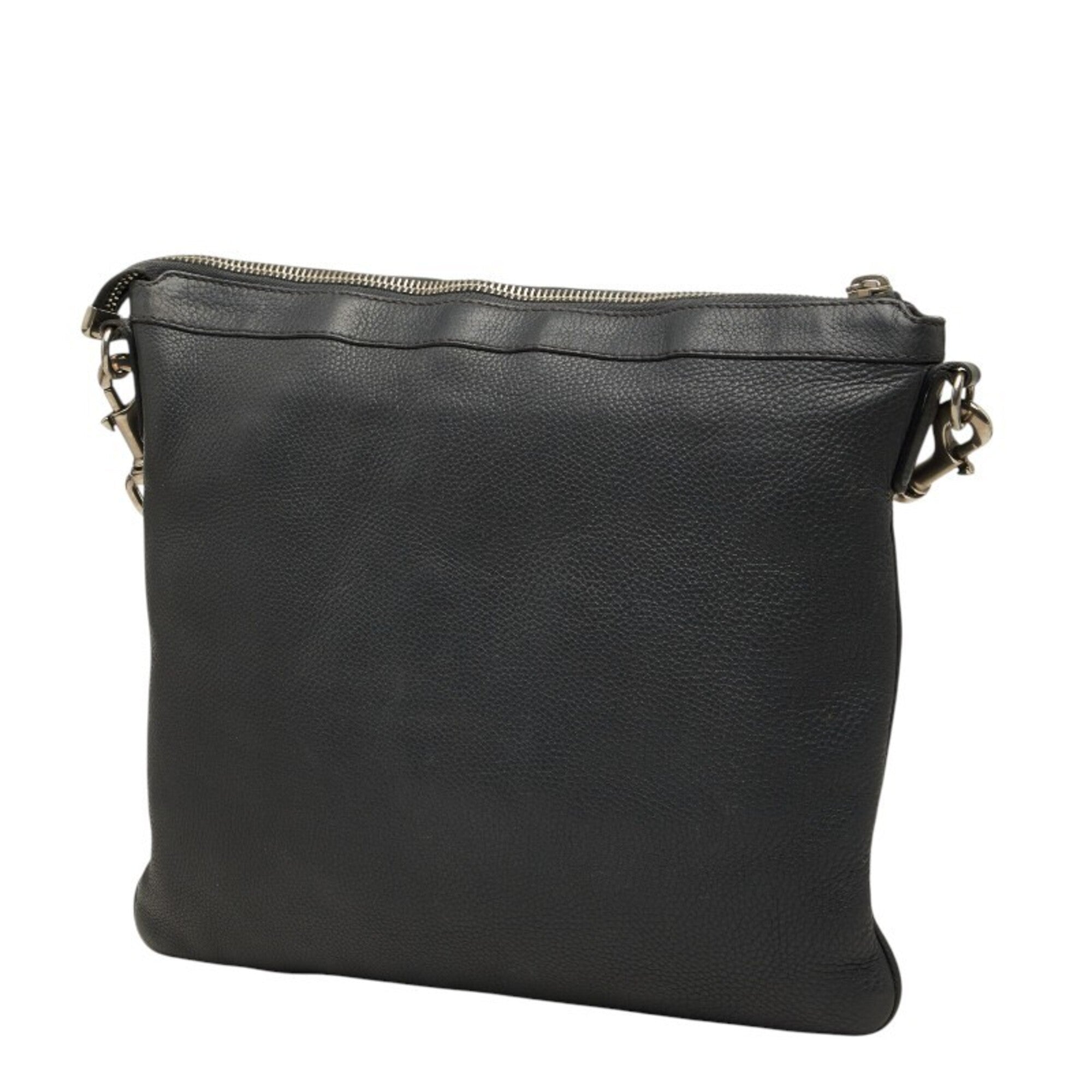Gucci Black Gray Leather Shoulder Bag (Pre-Owned)