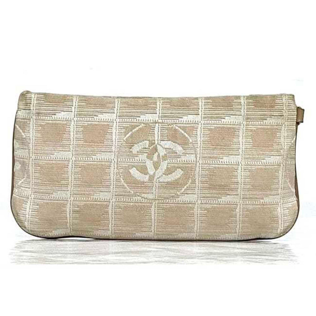 Chanel New Travel Line Beige Nylon Leather Pouch