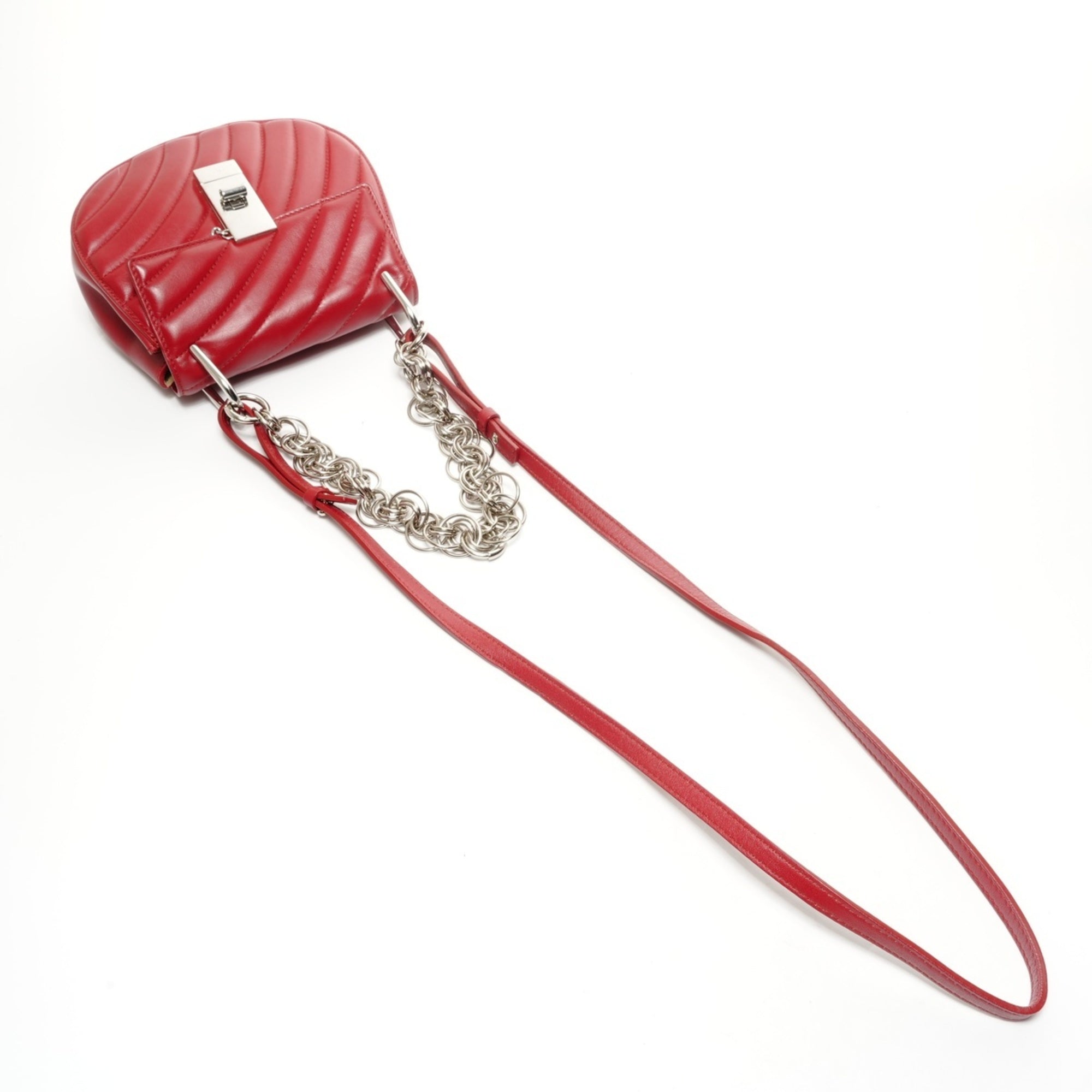 Chloé Drew Red Color Leather Shoulder Bag (Pre-Owned)