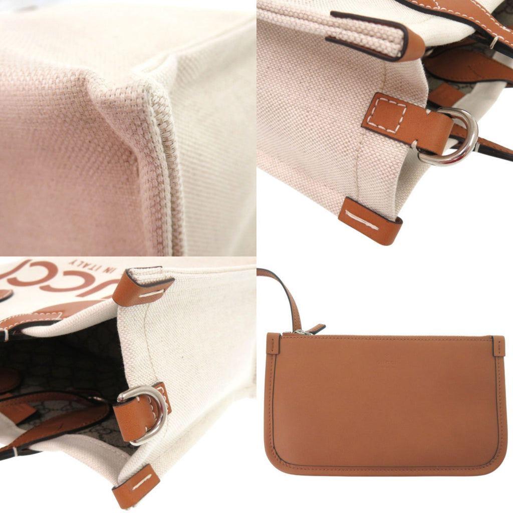 Gucci Beige Canvas Leather Handbag (Pre-Owned)