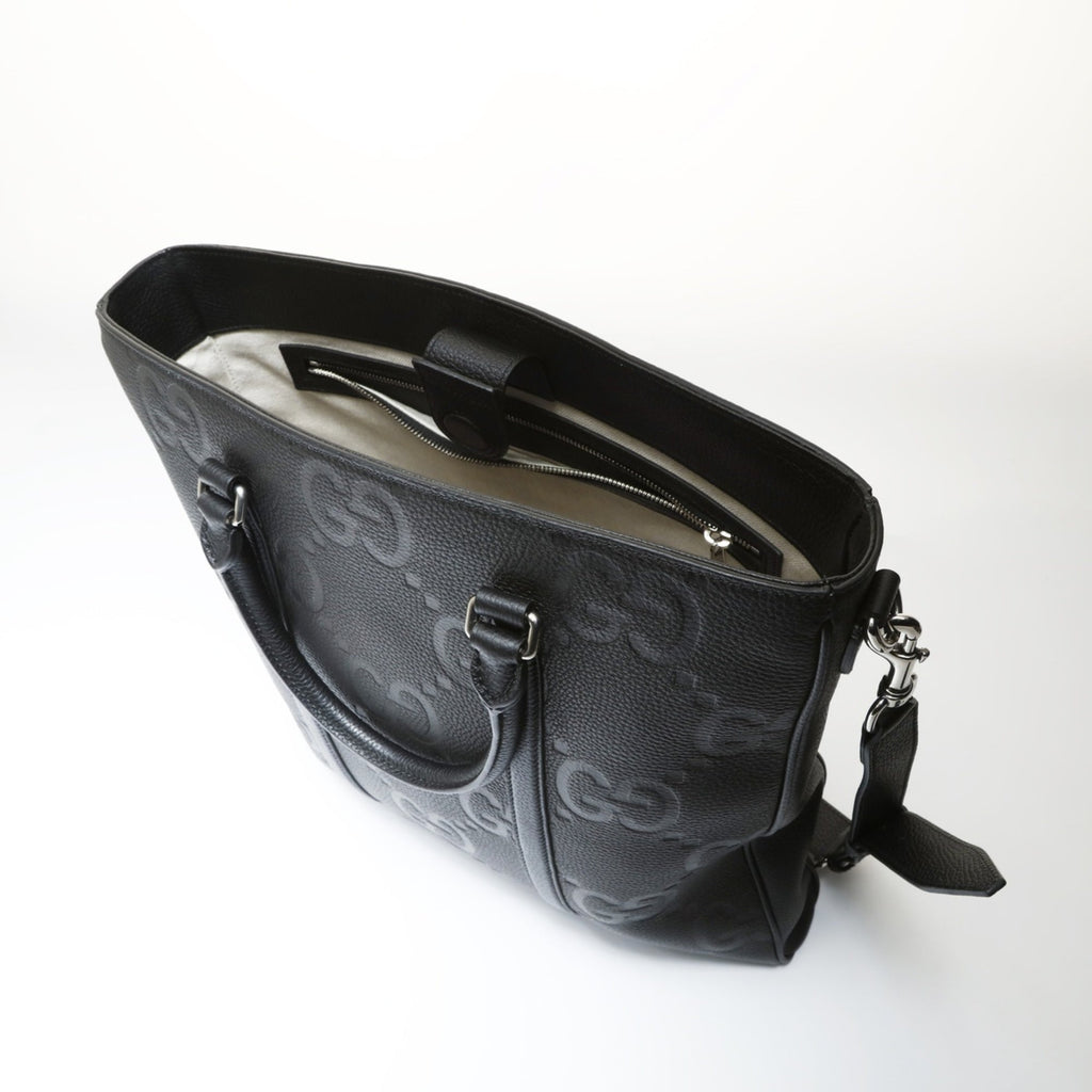 Gucci Black Gg Leather Tote Bag (Pre-Owned)