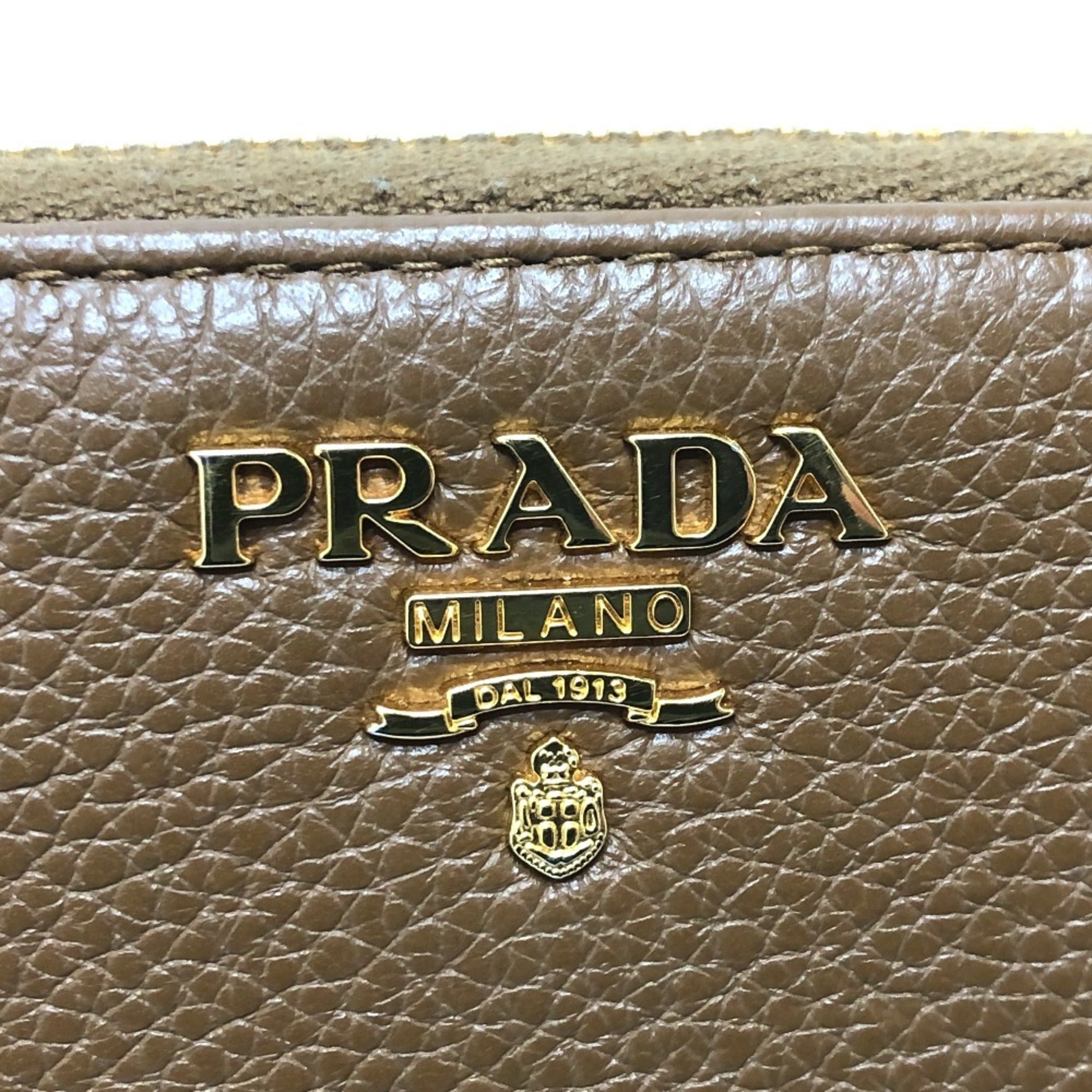 Prada Brown Leather Long Wallet (Bi-Fold)