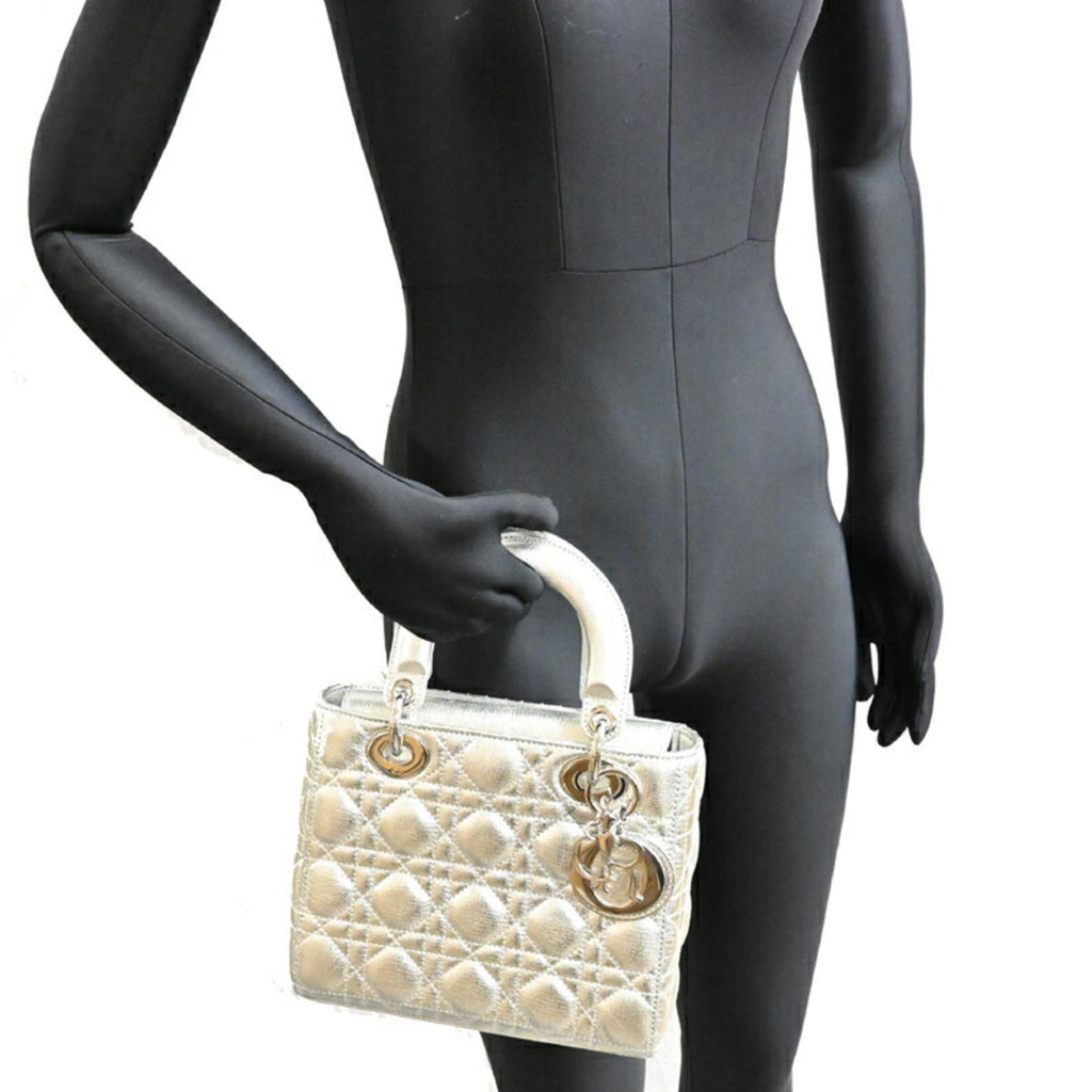 Christian Dior Silver Leather Handbag (Pre-Owned)