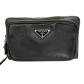 Prada Saffiano Black Leather Saffiano Triangle Beach Bag Sling Bag