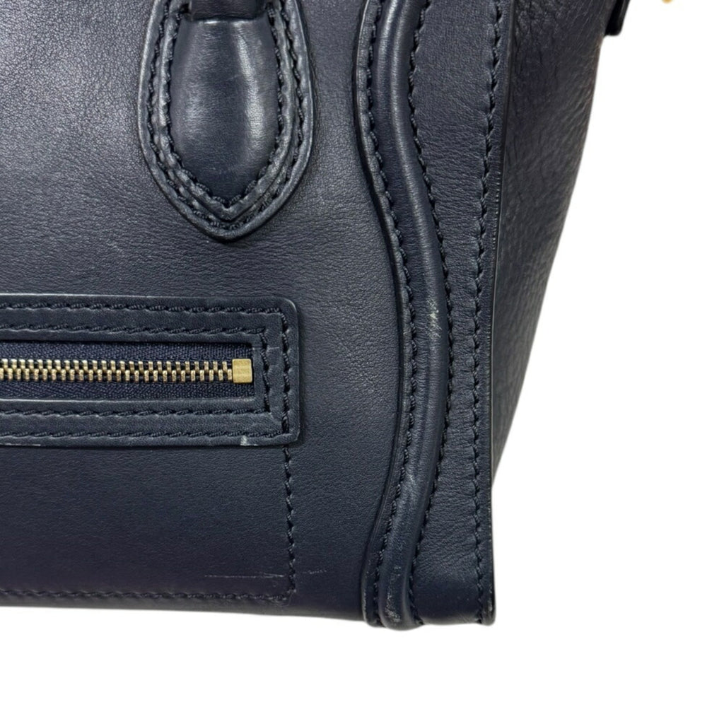 Celine Navy Leather Shoulder Bag