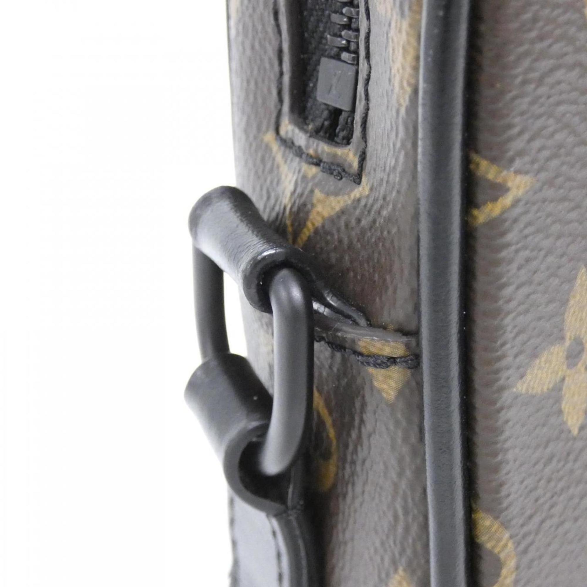 Louis Vuitton Black Brown Marron Coated Canvas Shoulder Bag