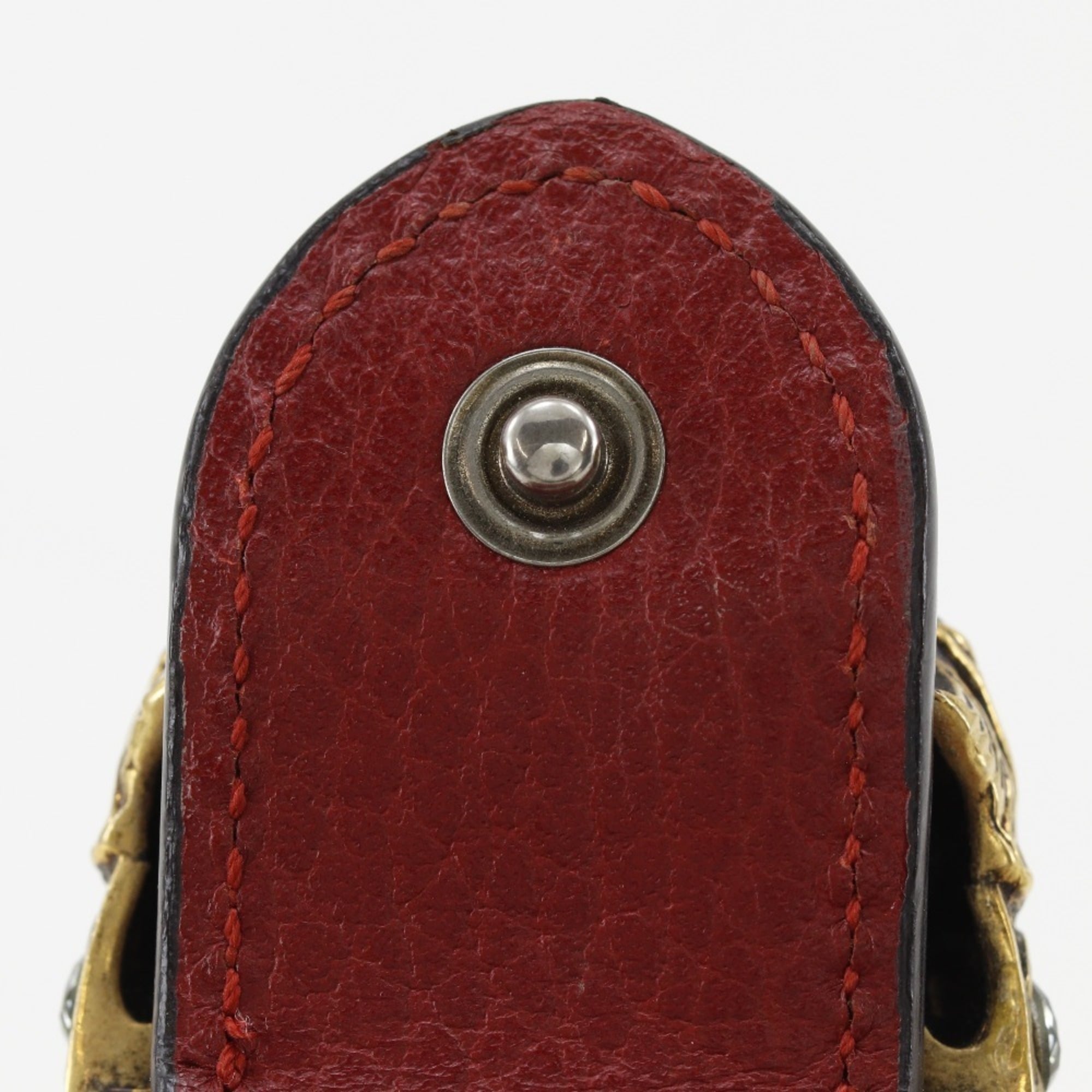 Gucci Red Color Leather Shoulder Bag (Pre-Owned)