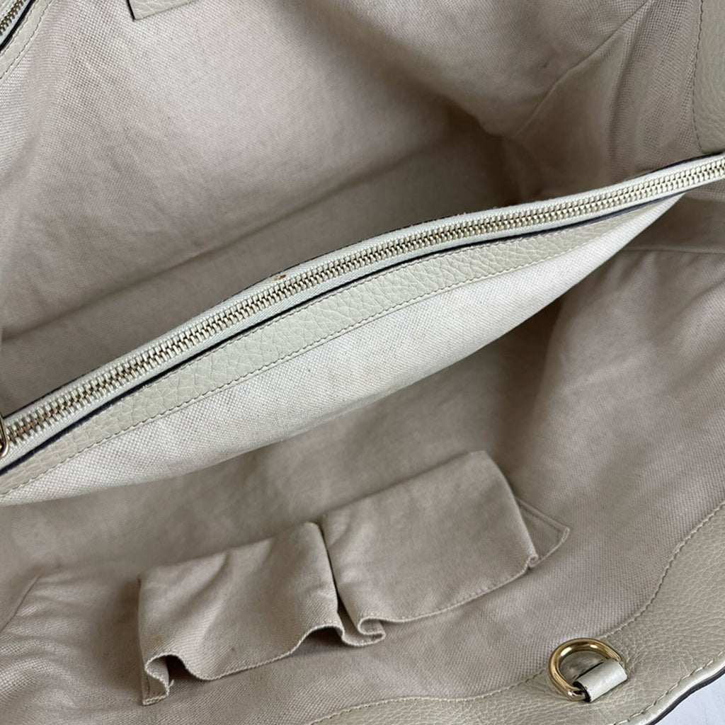 Gucci Brown Ivory Gg Canvas Leather Handbag (Pre-Owned)